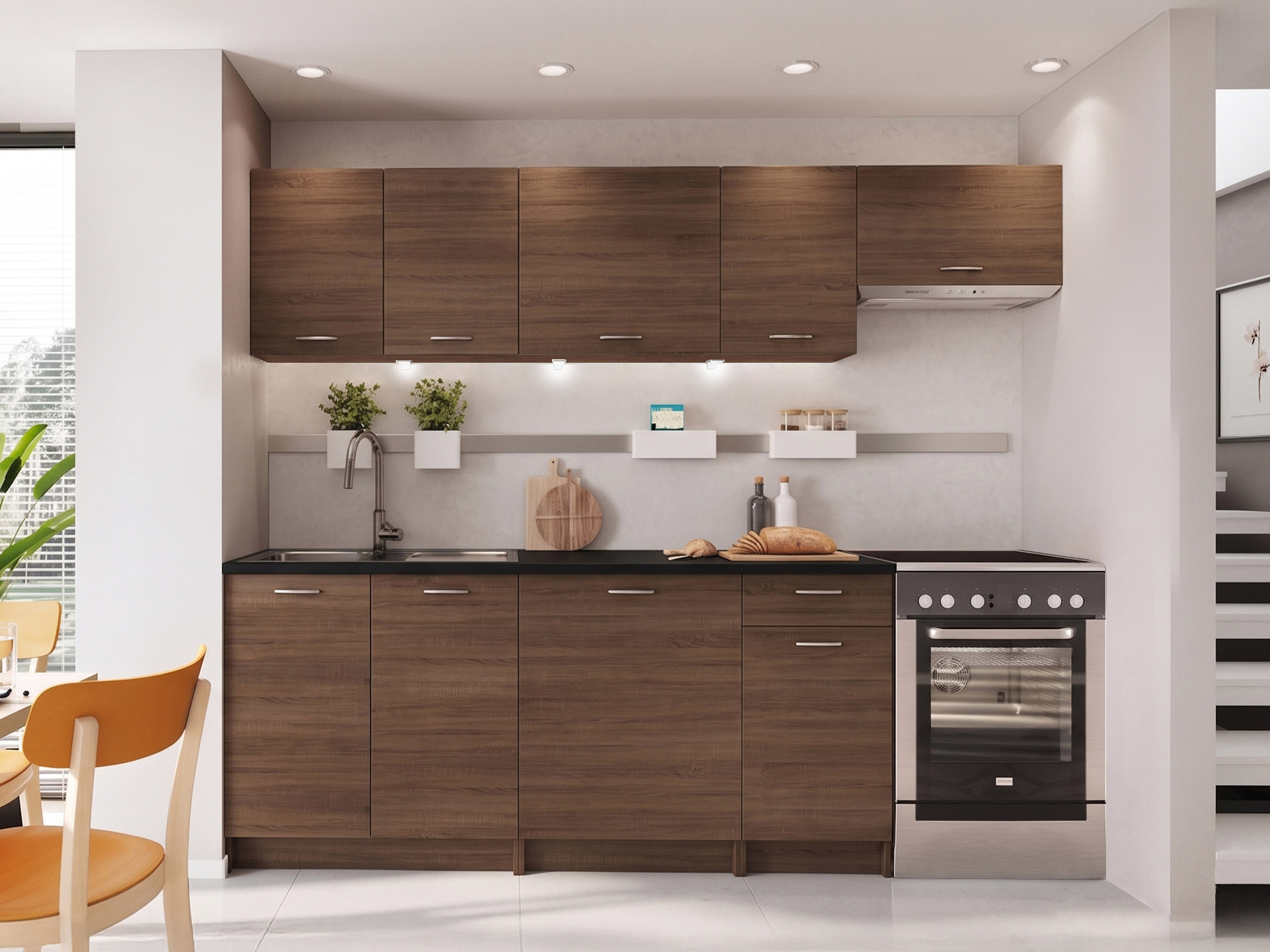 Composizione cucina Ota II (Noce + Nero)