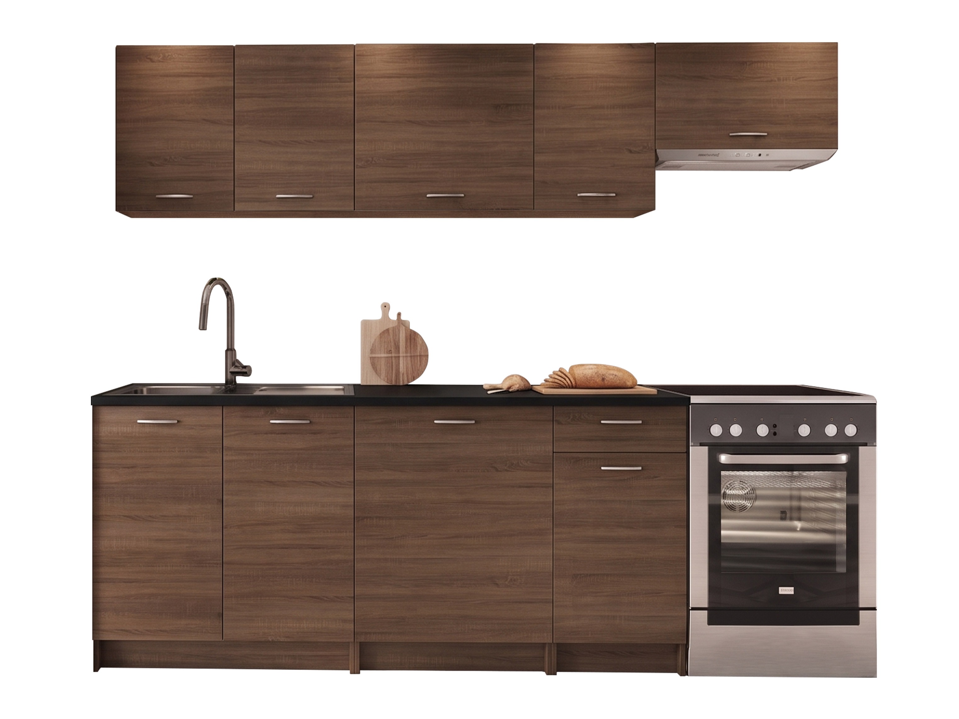 Composizione cucina Ota II (Noce + Nero)