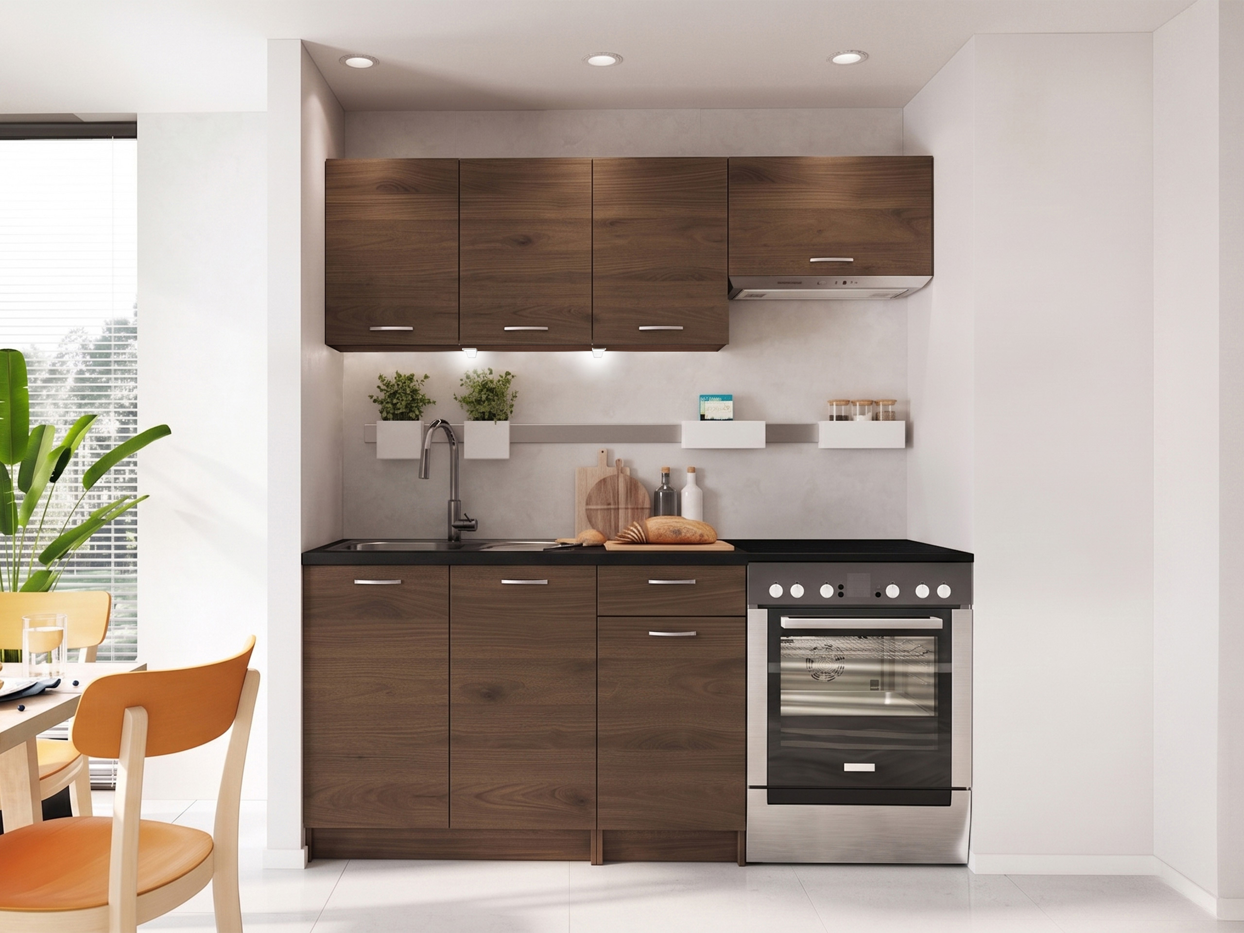 Composizione cucina Ota (Noce + Nero)