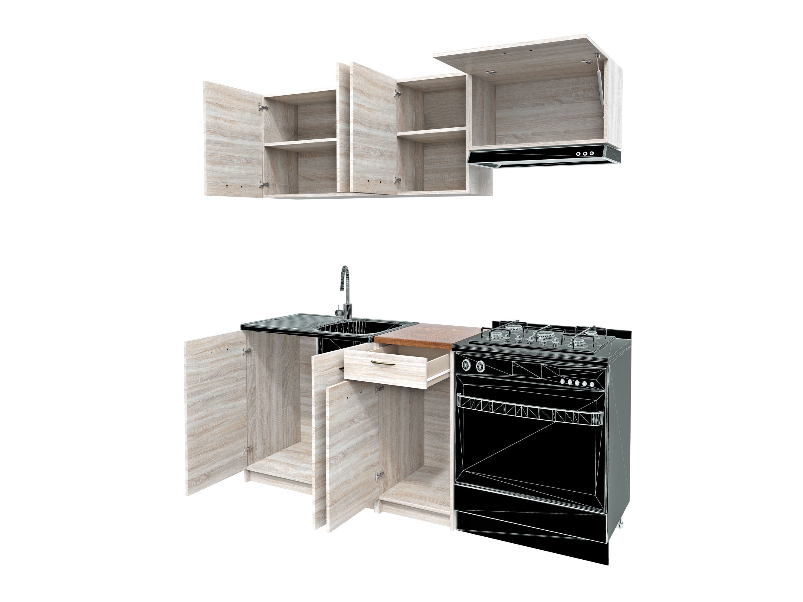 Composizione cucina Ota (Sonoma quercia + Beige)