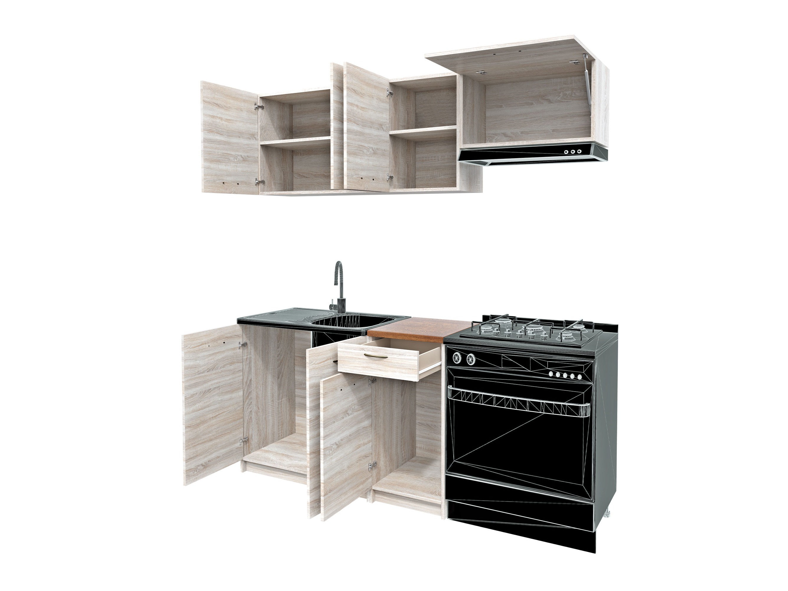 Composizione cucina Ota (Sonoma quercia + Beige)