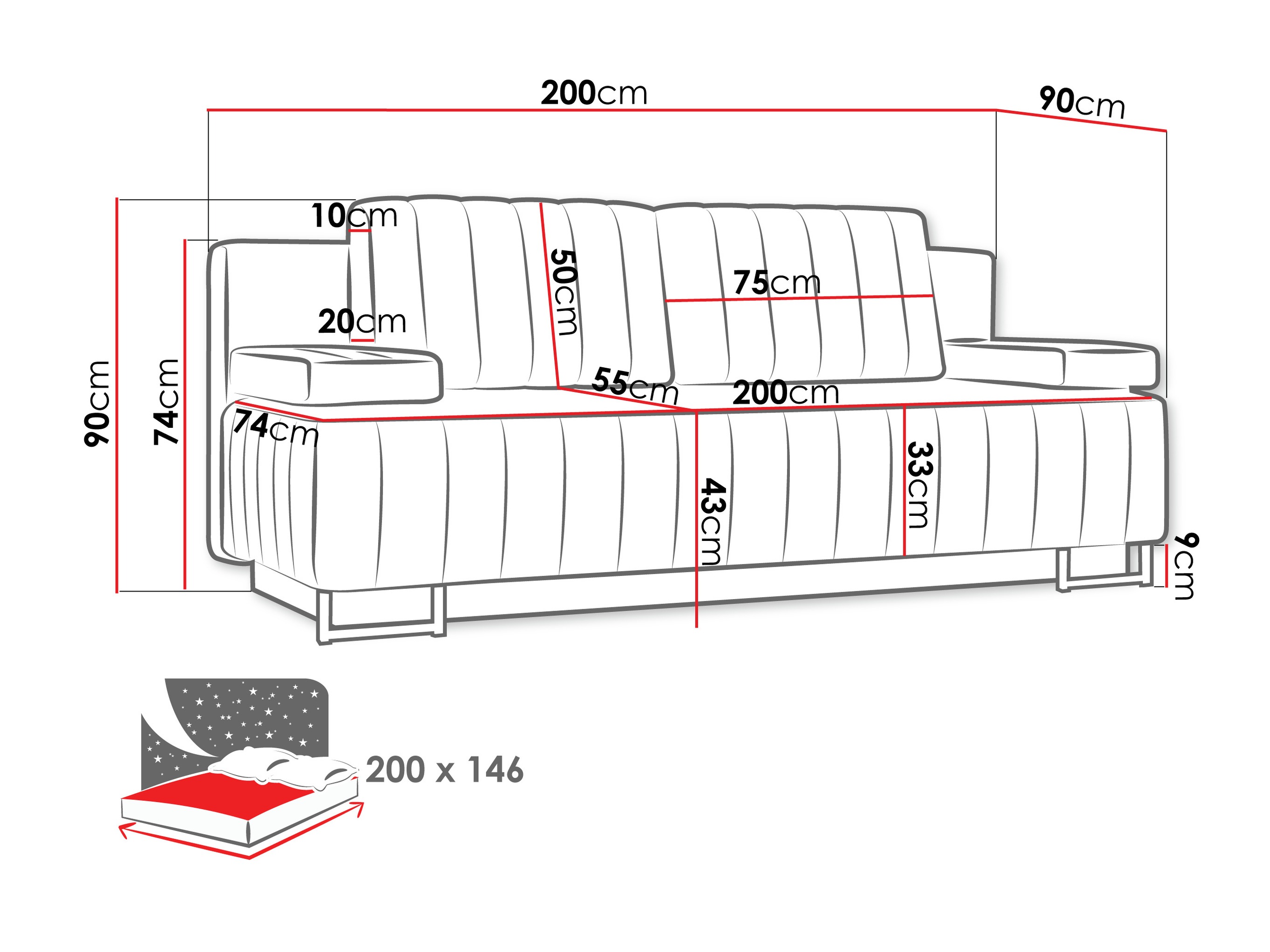 Divano letto Columbus 152 (Lux 05)