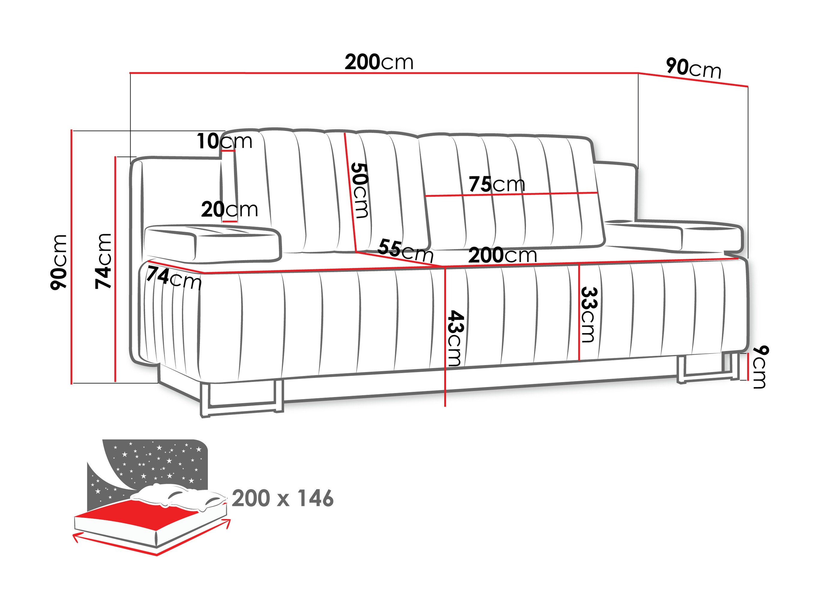 Divano letto Columbus 152 (Lux 11)