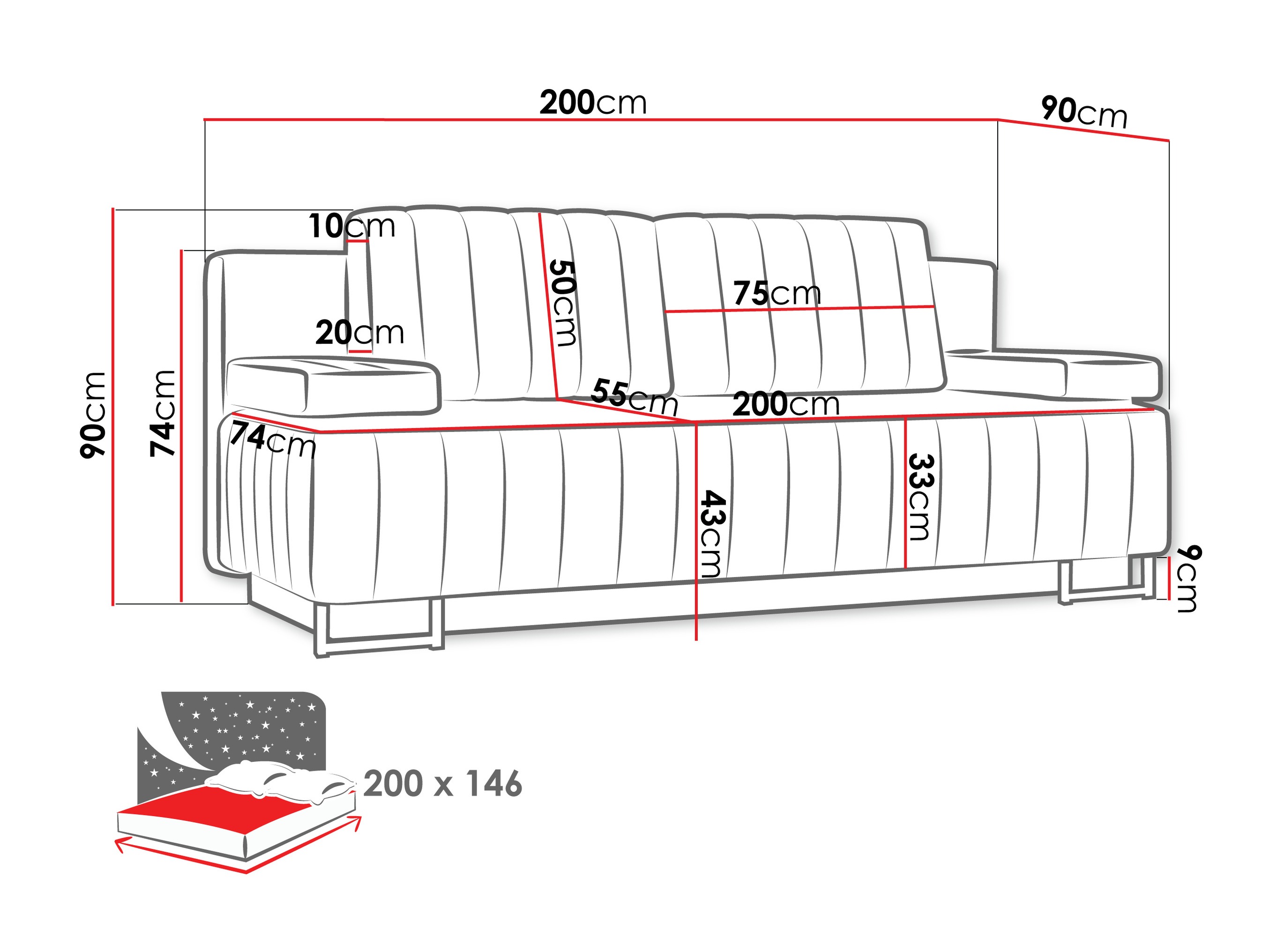 Divano letto Columbus 152 (Lux 34)