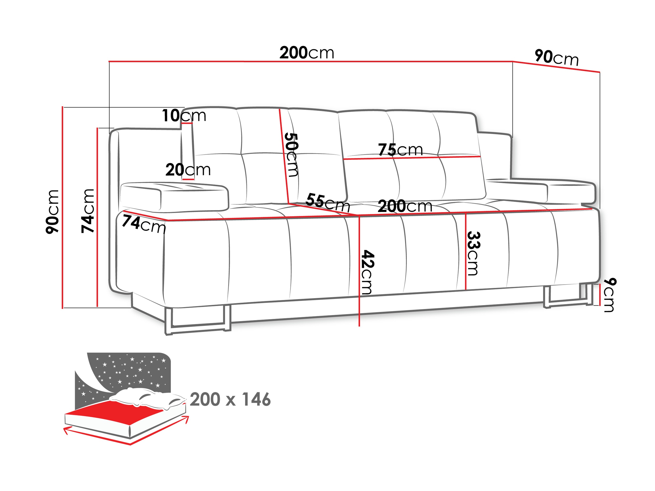 Divano letto Columbus 151 (Lumo 65)