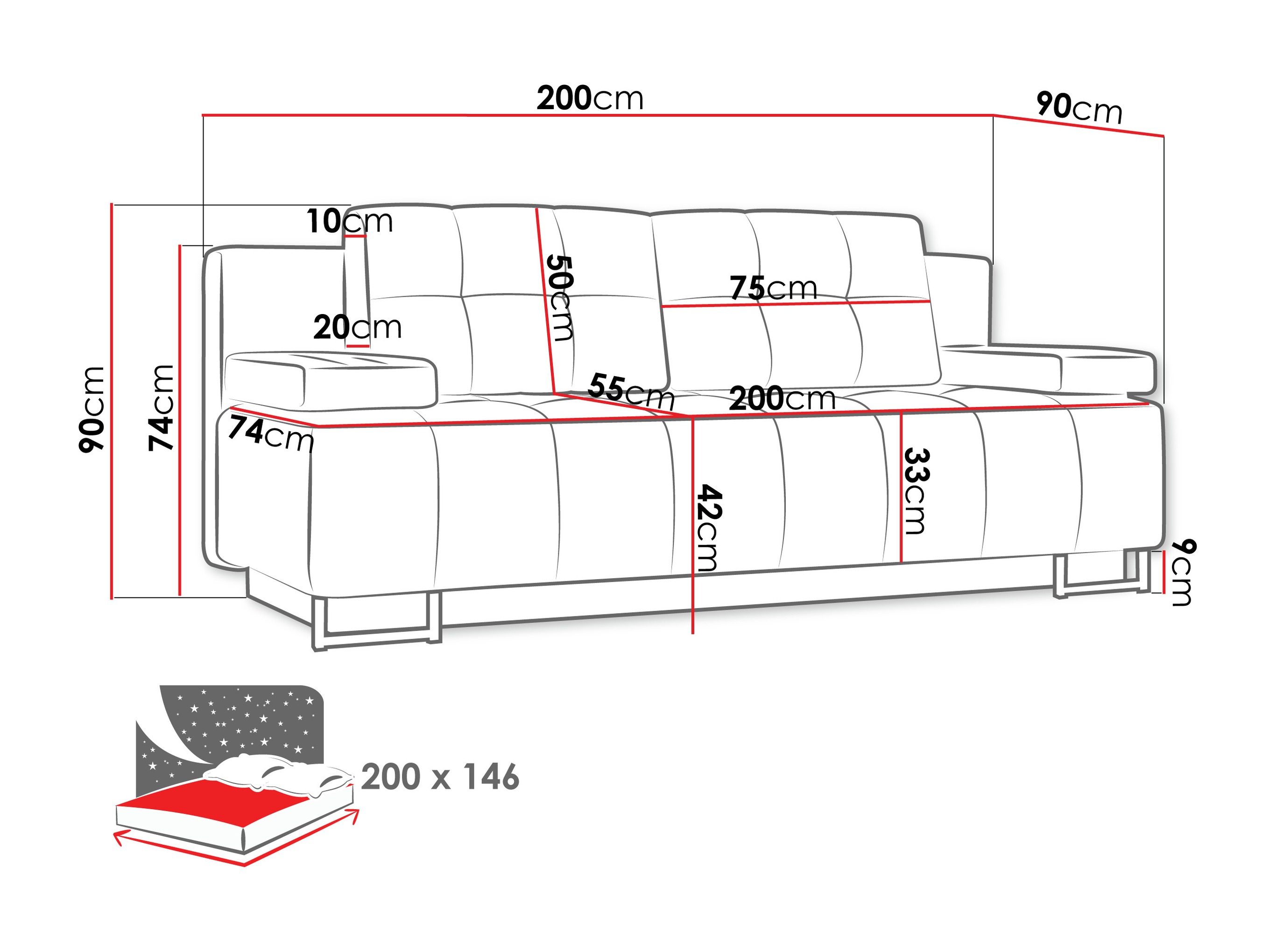 Divano letto Columbus 151 (Lux 11)