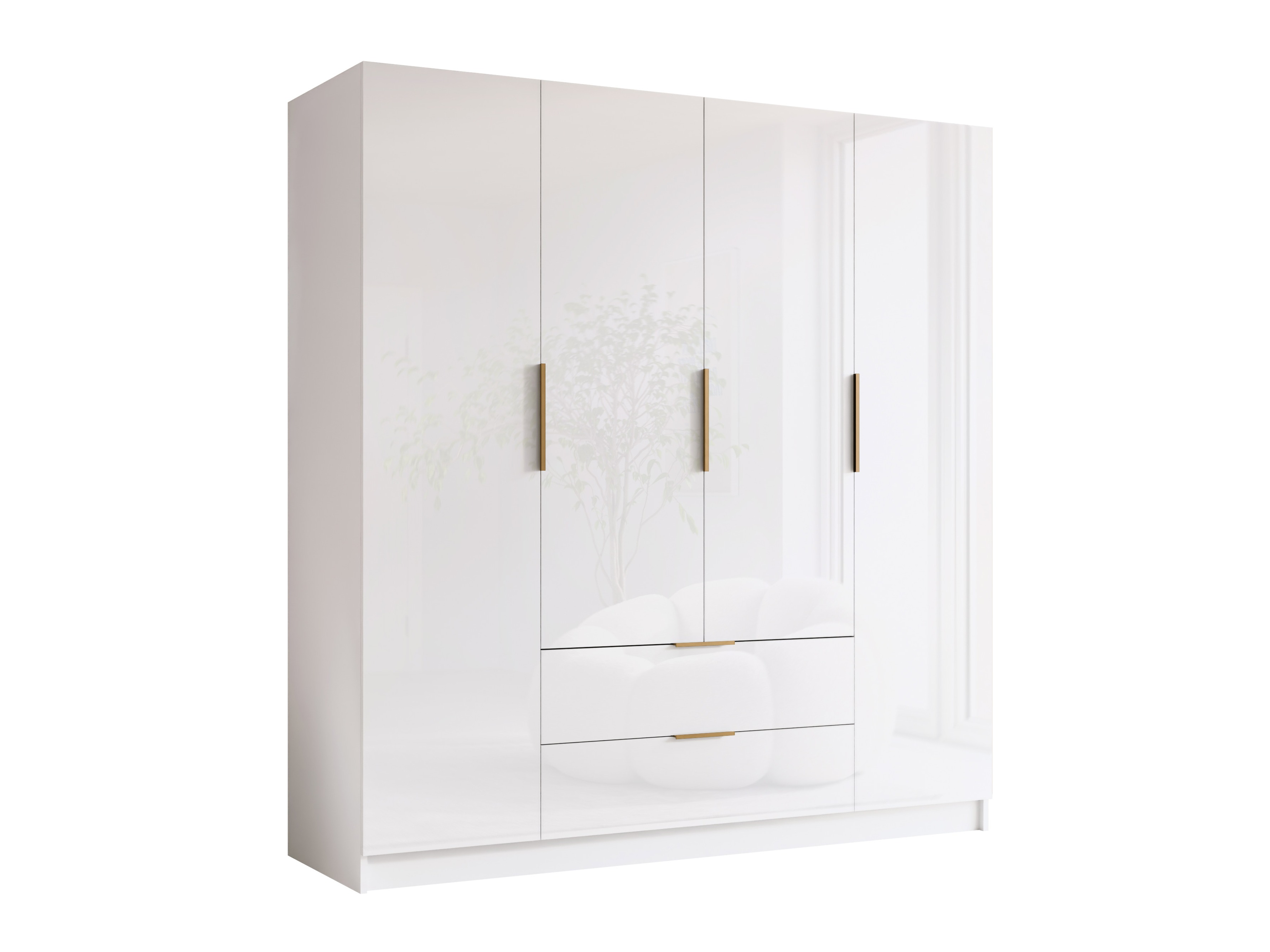 Armadio Closico Cadron I (Bianco + Bianco lucido)