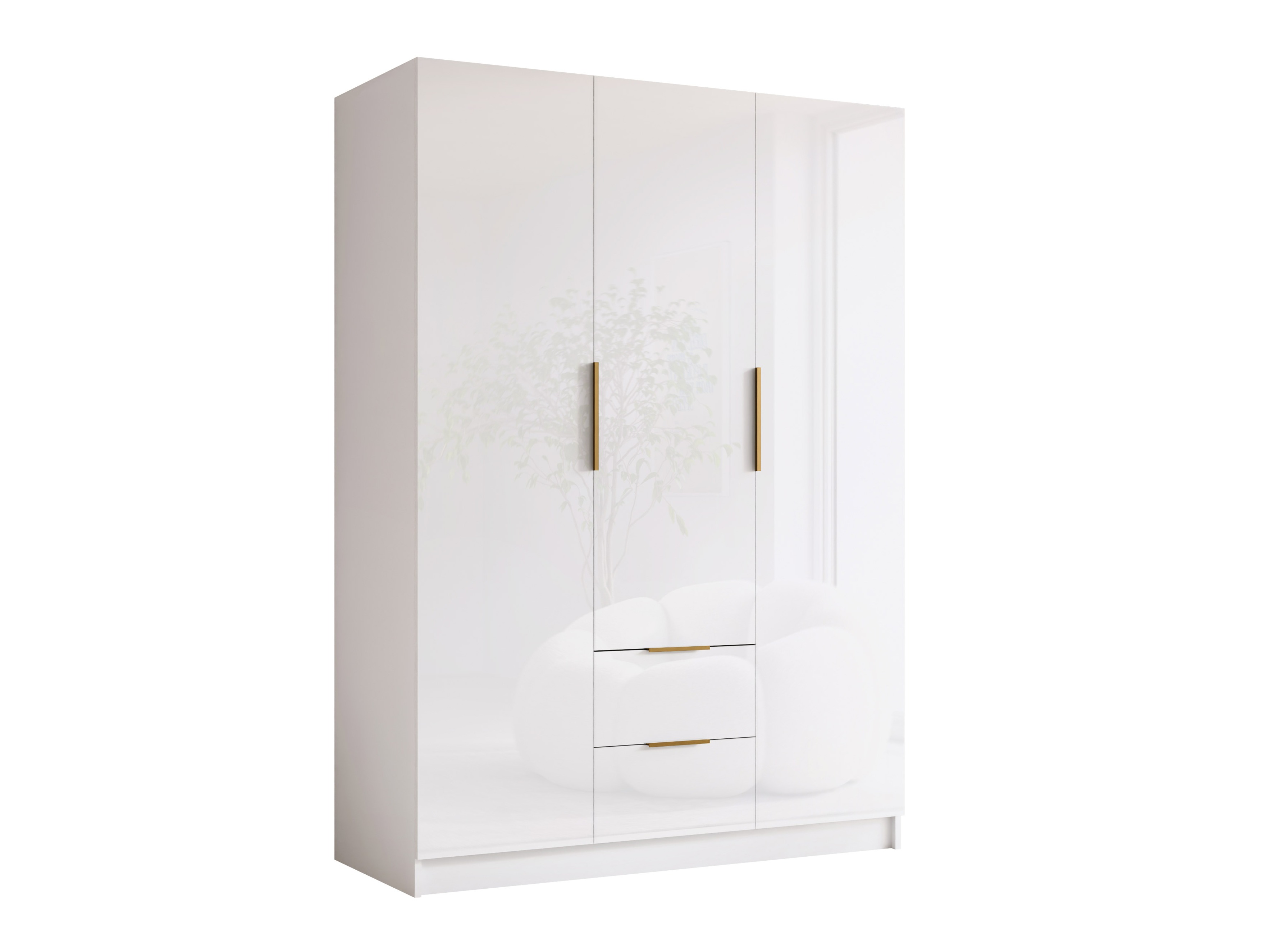 Armadio Closico Calvron I (Bianco + Bianco lucido)