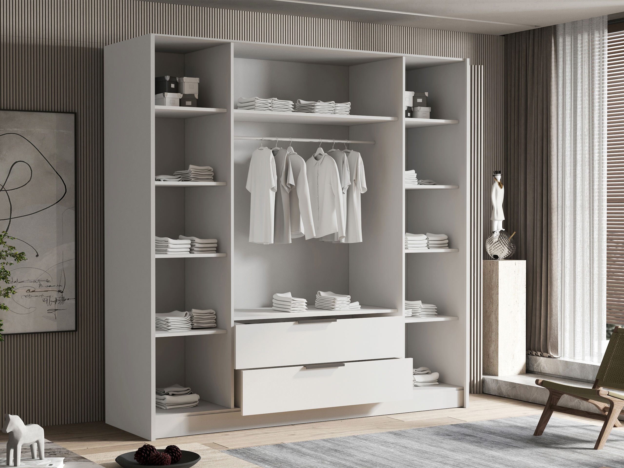 Armadio Closico Cadron II (Bianco + Bianco lucido)