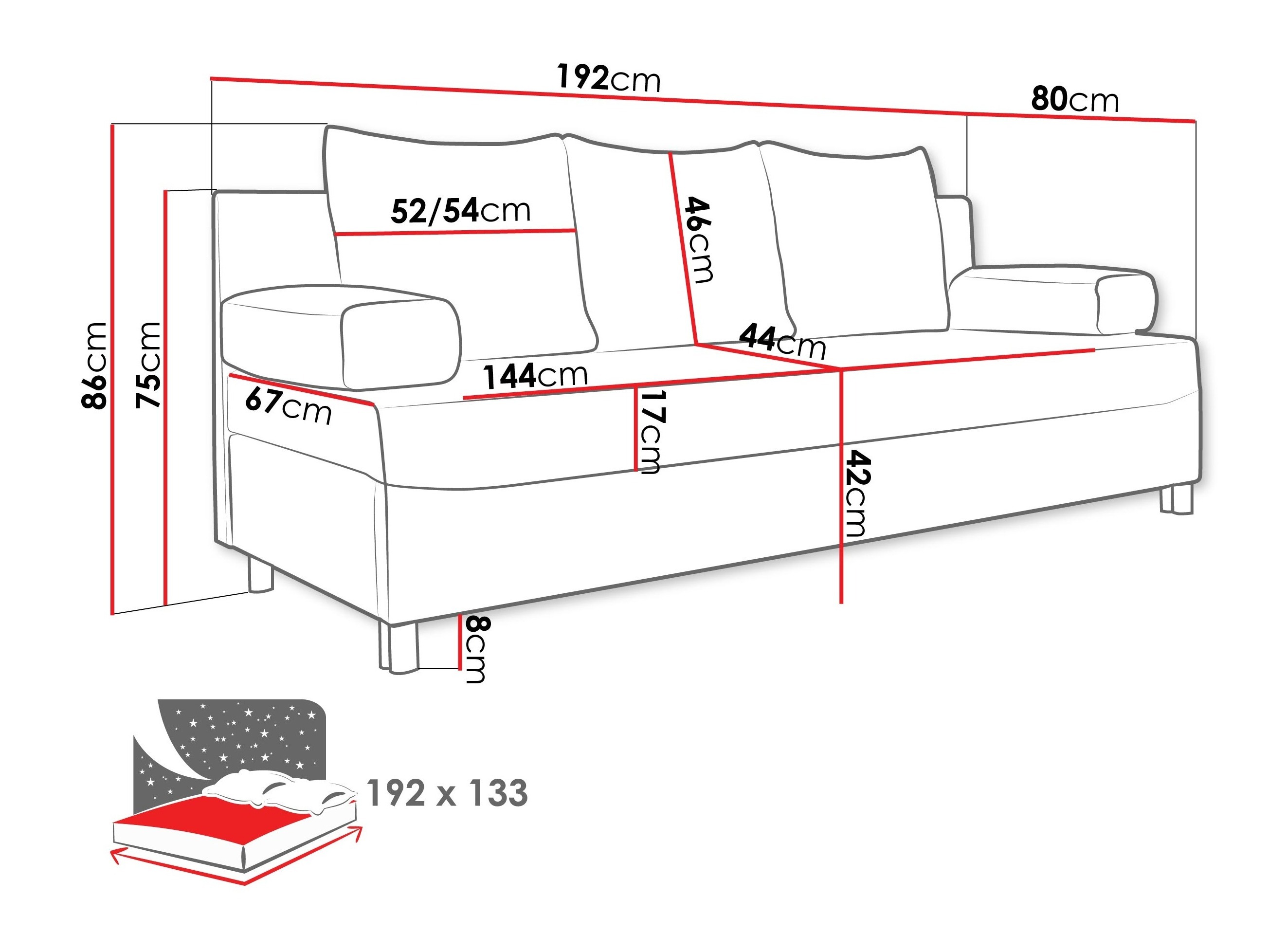 Divano letto Comfivo Artes (Polo 897 + Polo 894)