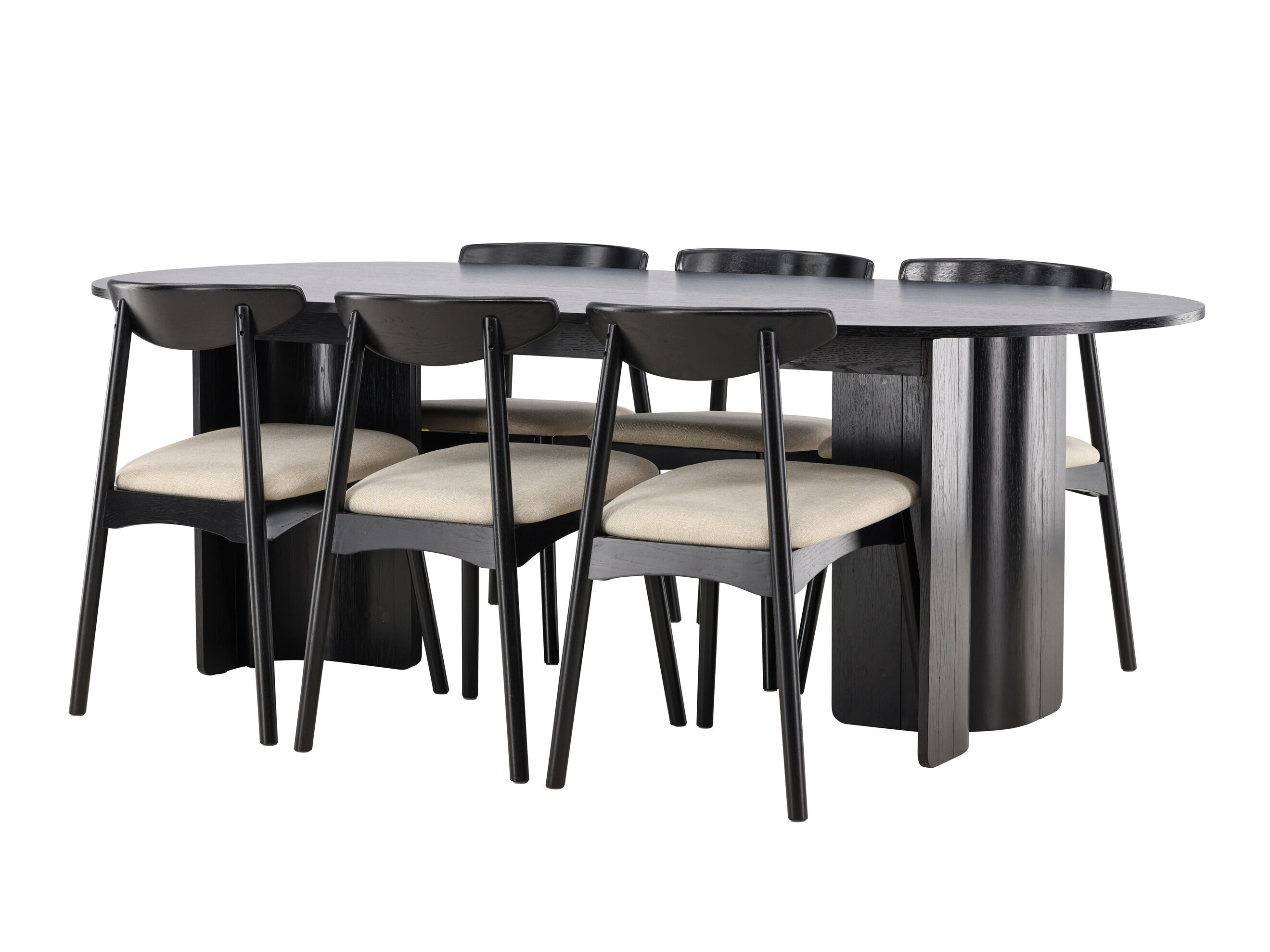 Set sala da pranzo Dallas 5280 (Nero + Beige)