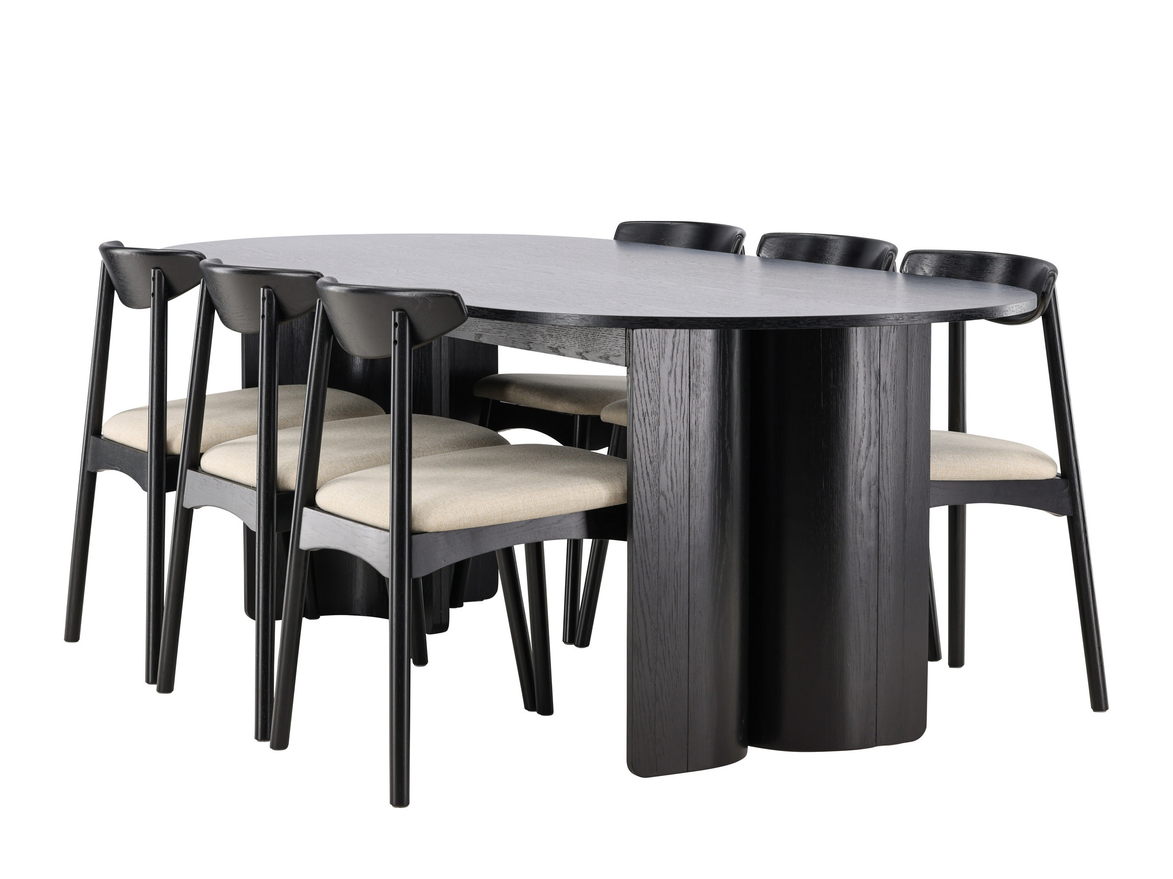 Set sala da pranzo Dallas 5280 (Nero + Beige)