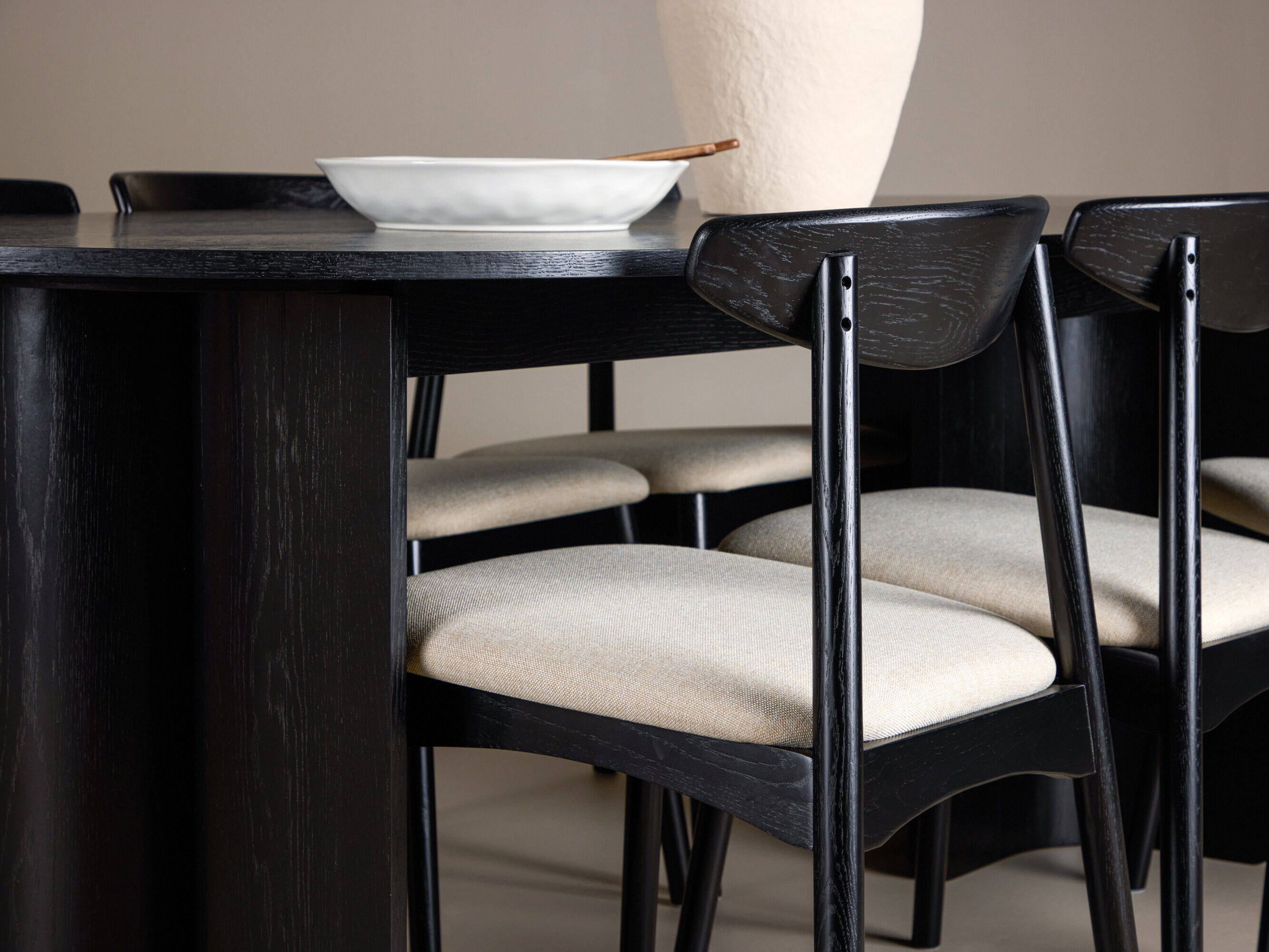 Set sala da pranzo Dallas 5280 (Nero + Beige)
