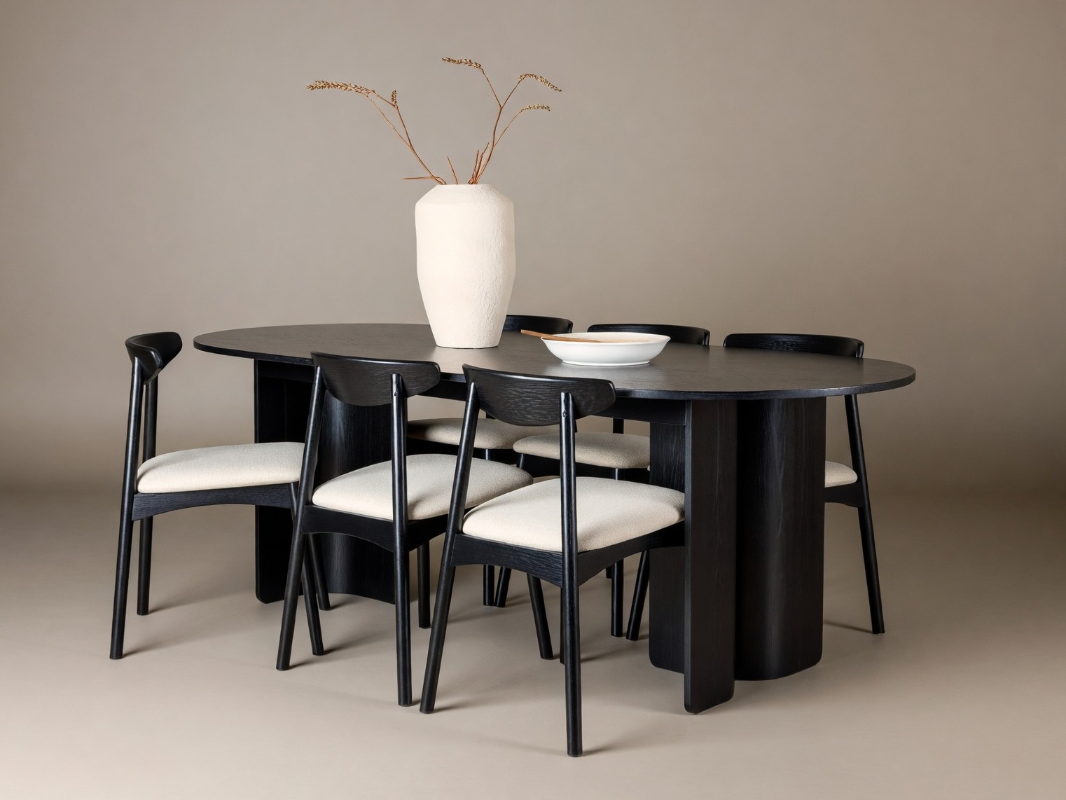 Set sala da pranzo Dallas 5280 (Nero + Beige)