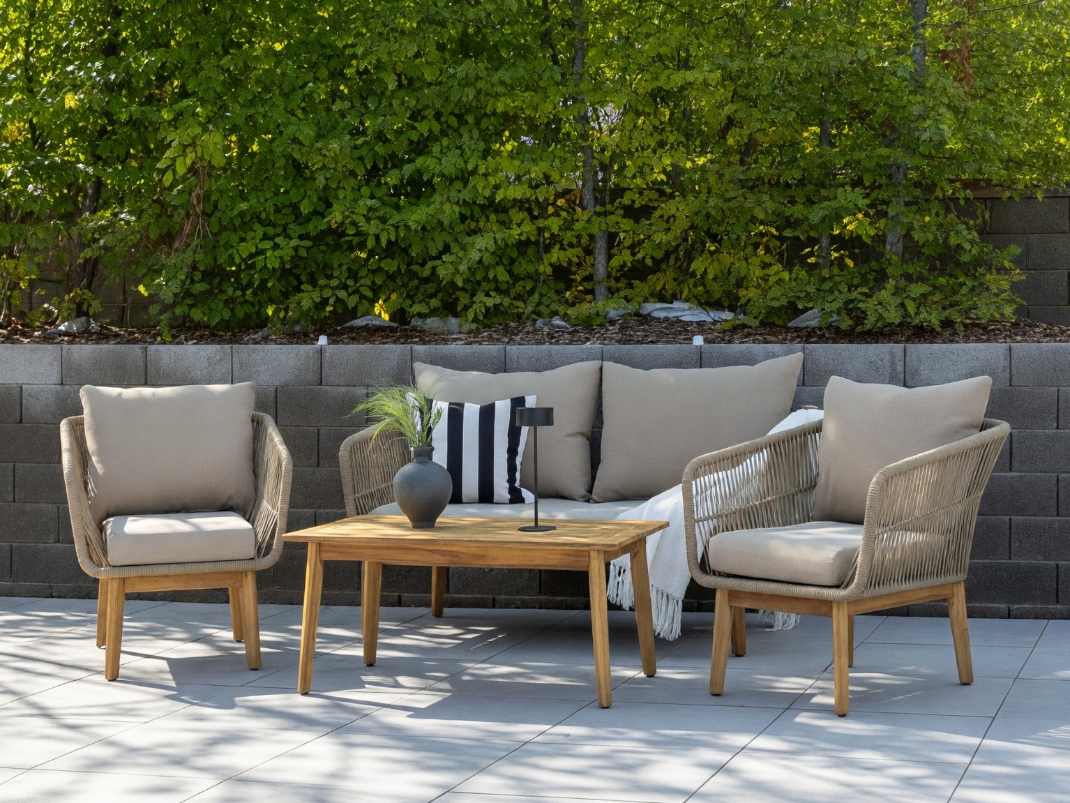 Mobili da giardino Dallas 661 (Beige chiaro + Acacia)