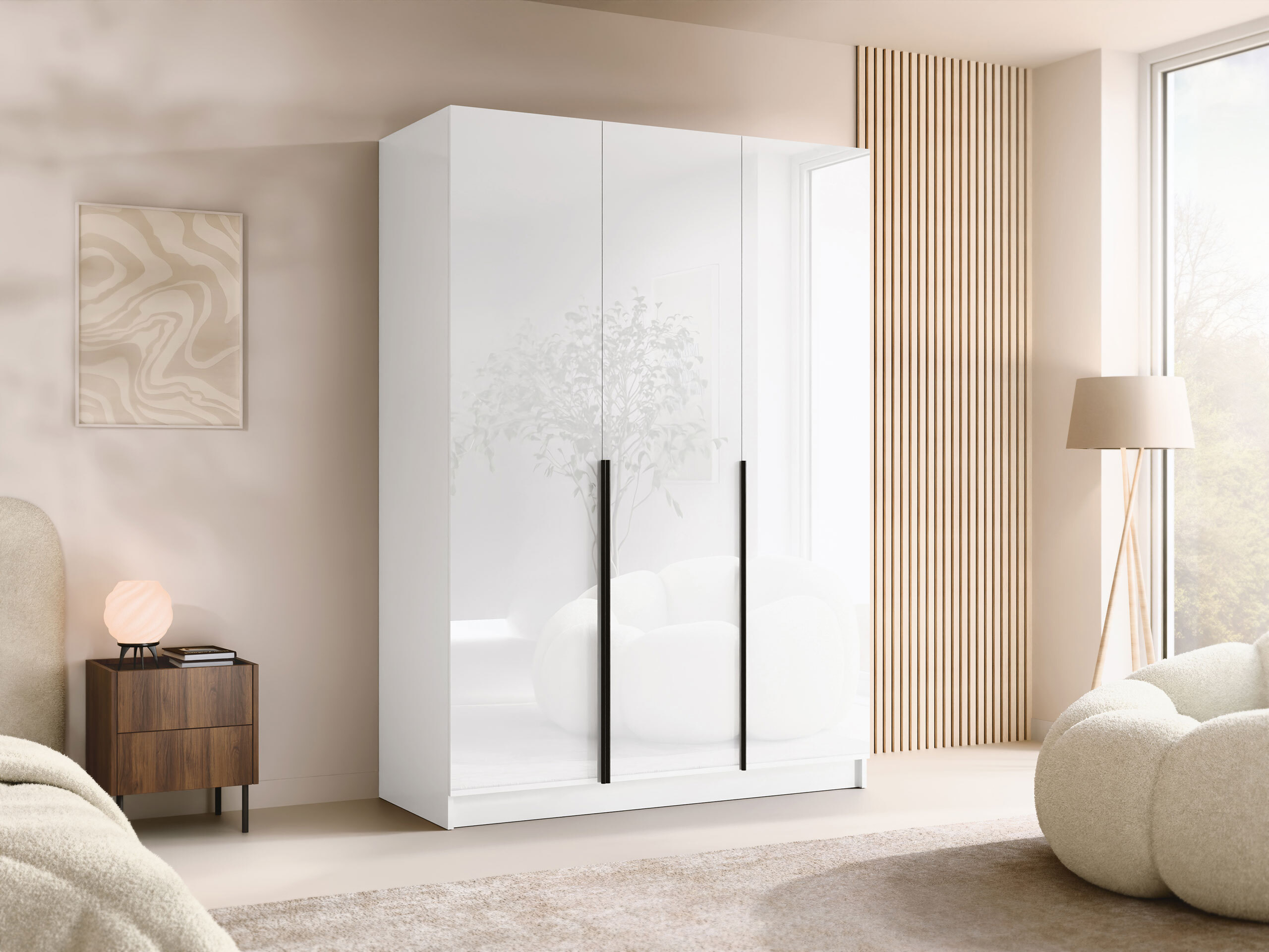 Armadio Closico Decoron I (Bianco + Bianco lucido)