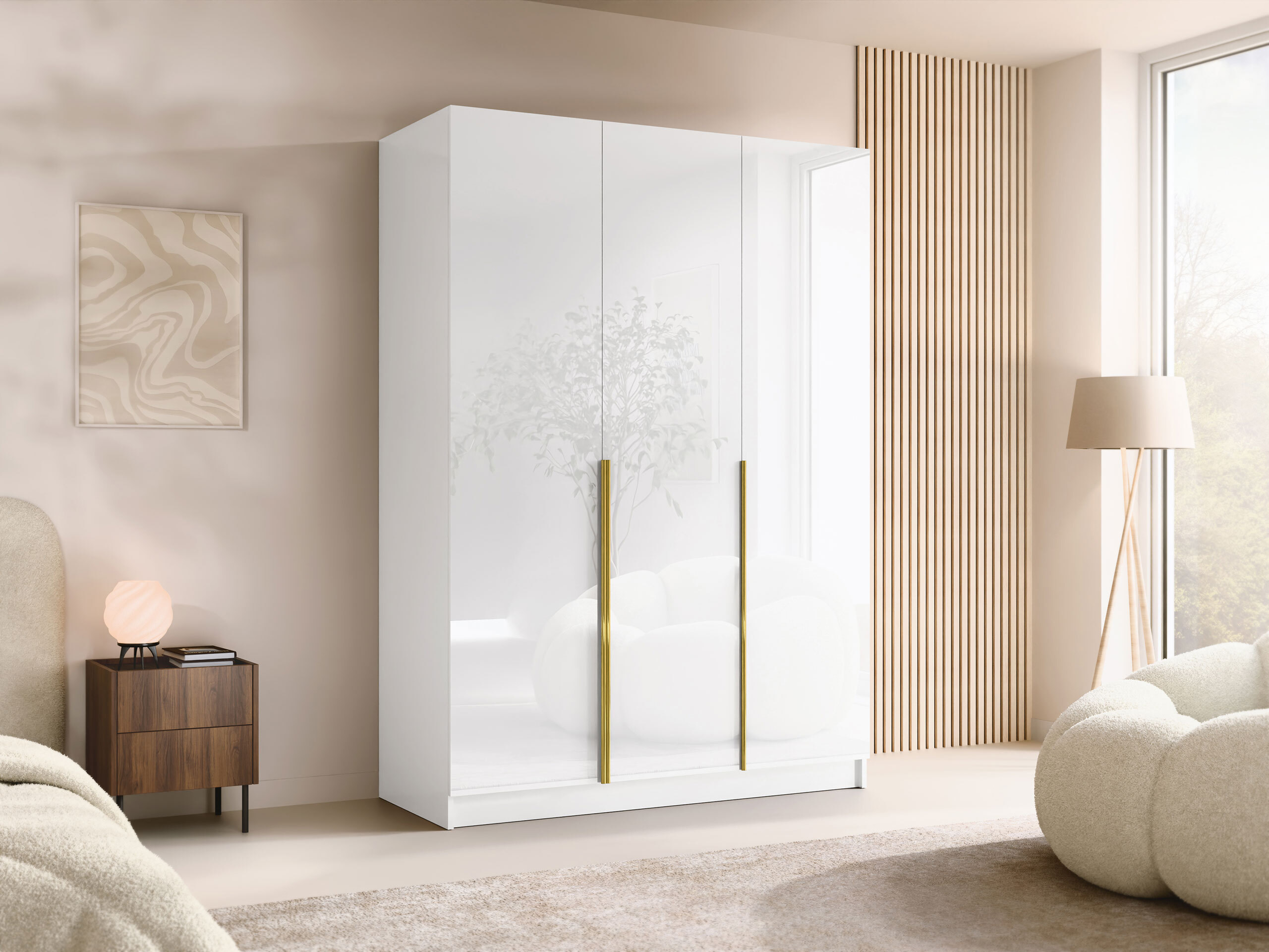 Armadio Closico Decoron I (Bianco + Bianco lucido)