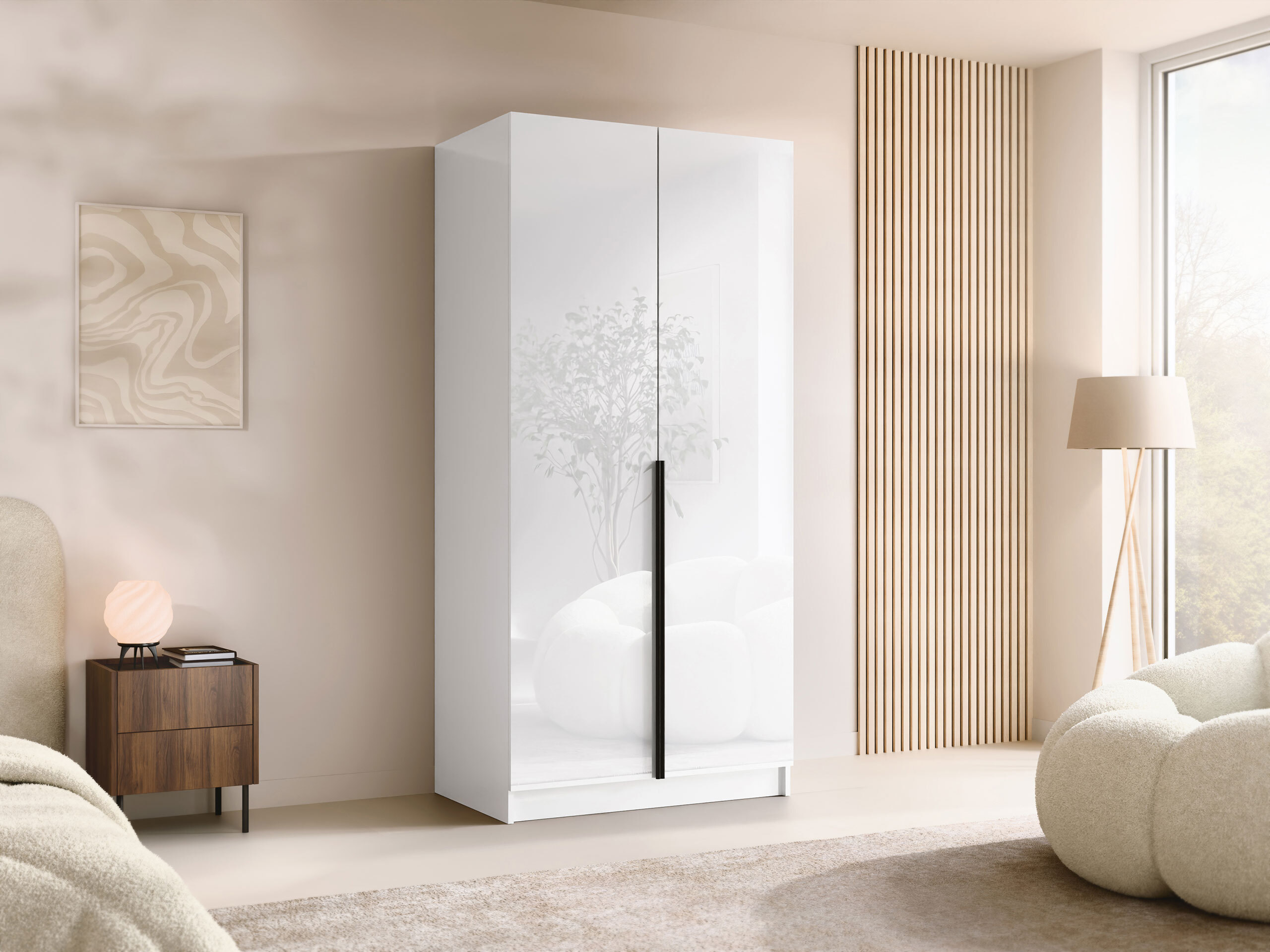 Armadio Closico Staton I (Bianco + Bianco lucido)