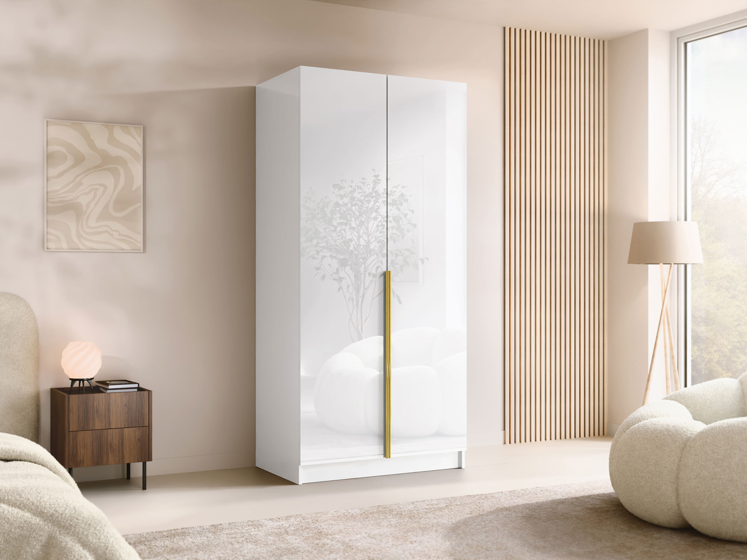 Armadio Closico Staton I (Bianco + Bianco lucido)