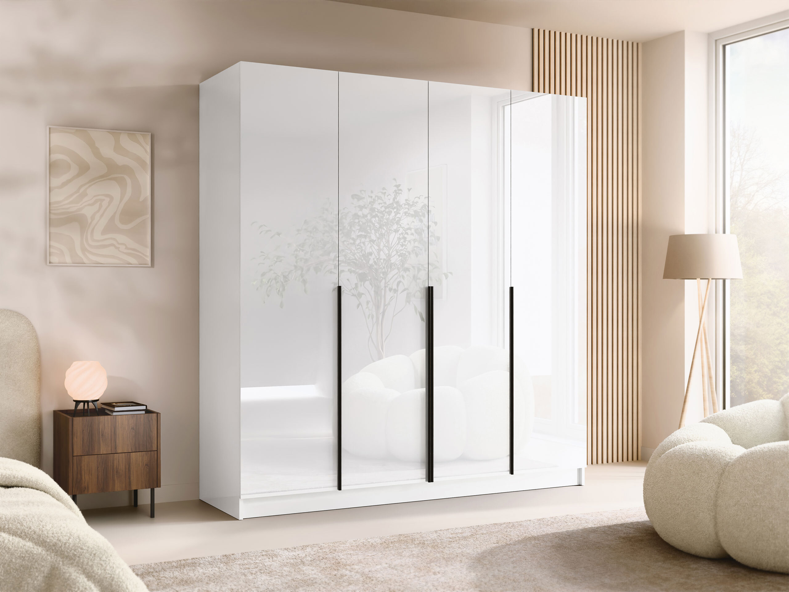 Armadio Closico Navor I (Bianco + Bianco lucido)
