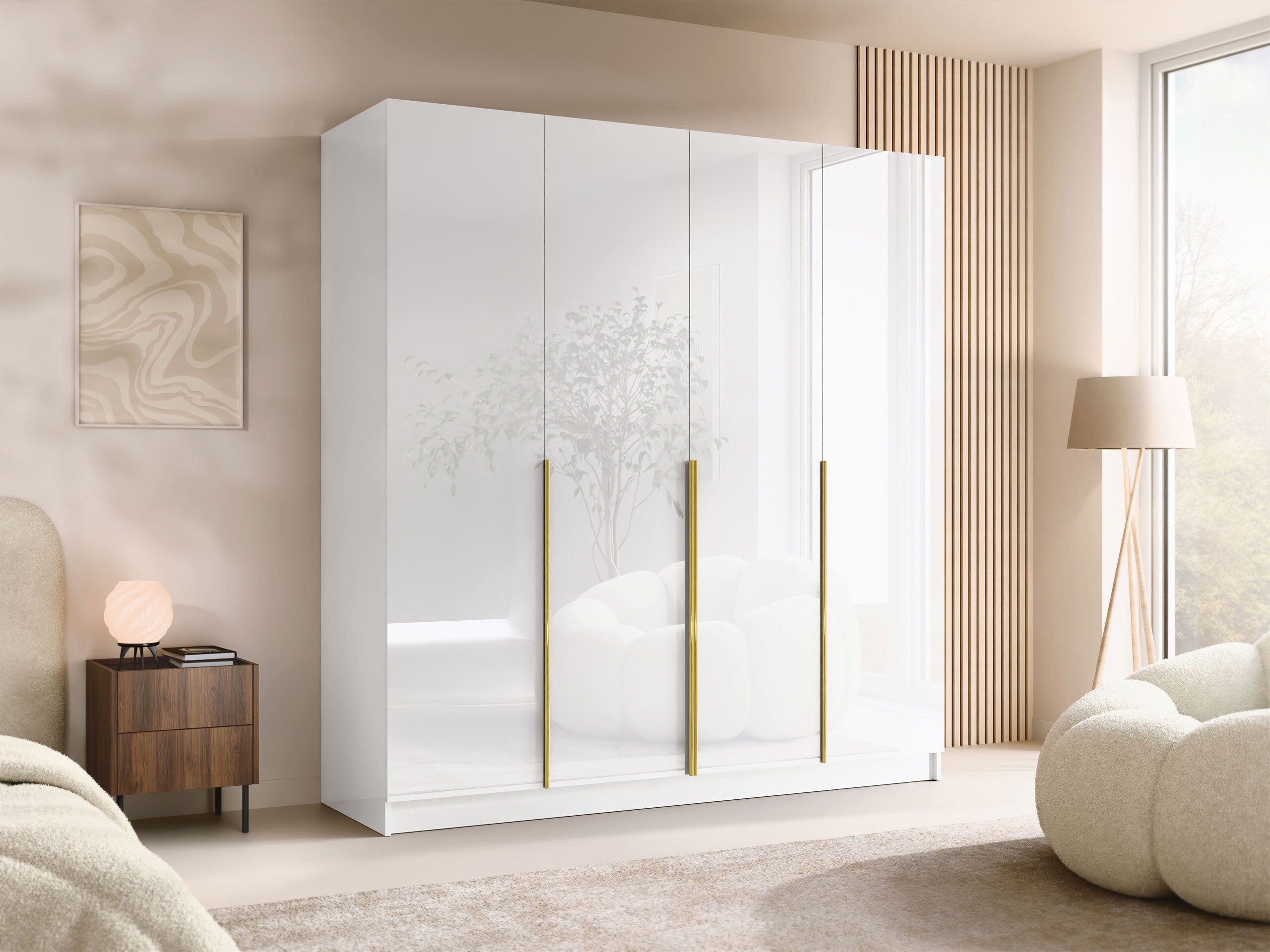 Armadio Closico Navor I (Bianco + Bianco lucido)