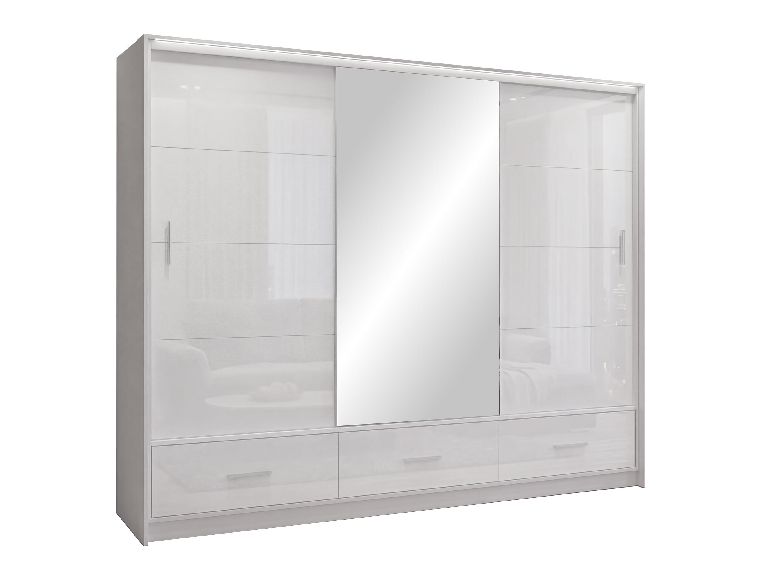 Armadio Honolulu 203 (Bianco + Bianco lucido)