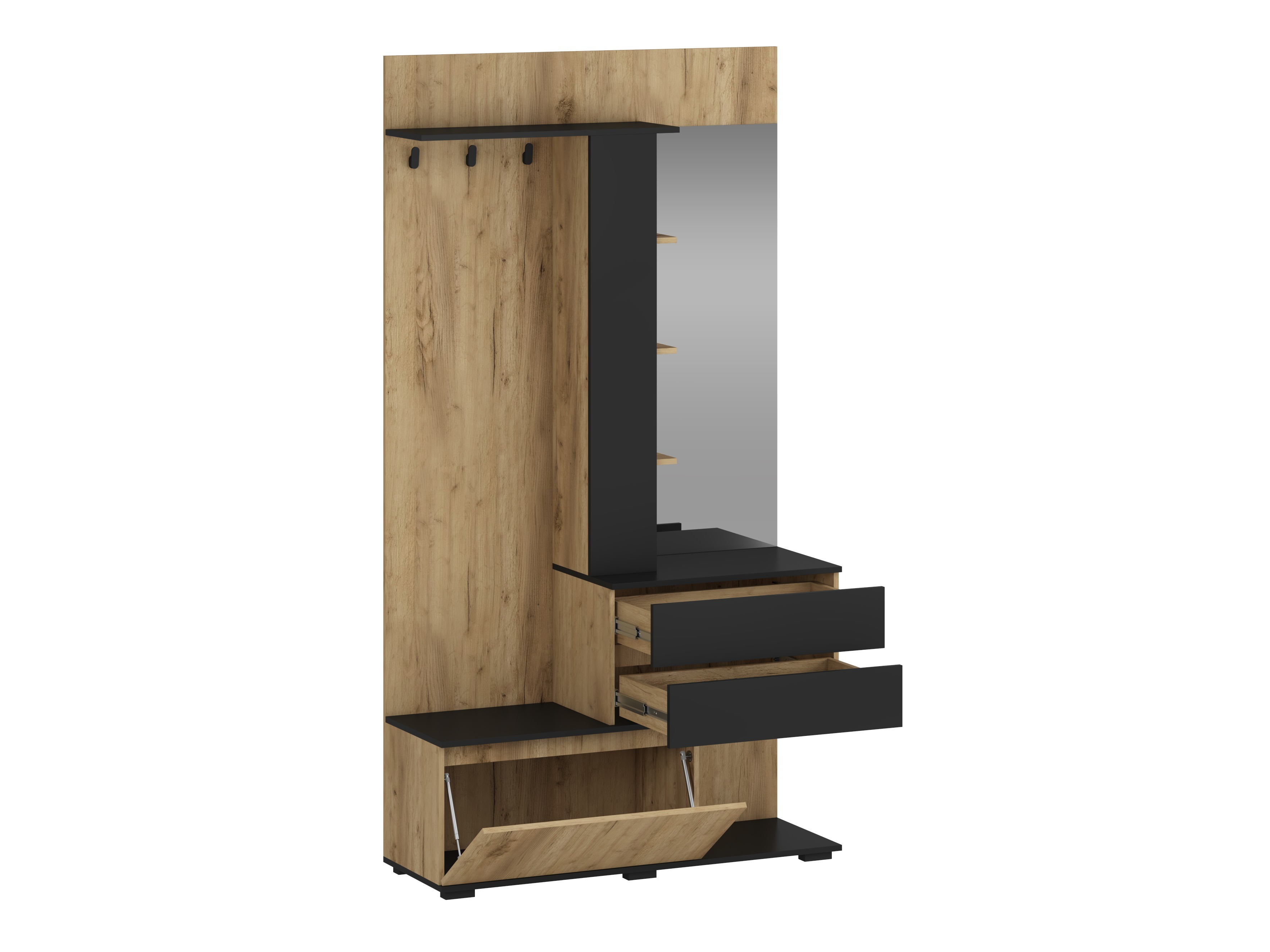 Set arredo da corridoio Houston 2123 (Quercia dorata + Nero)