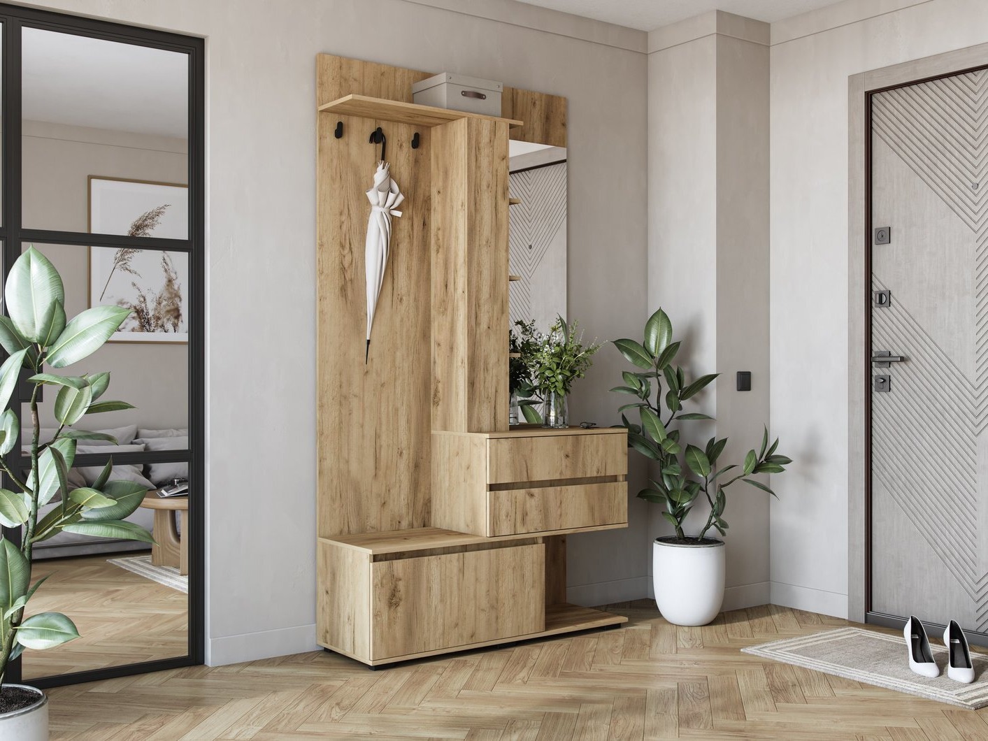 Set arredo da corridoio Houston 2123 (Quercia dorata)