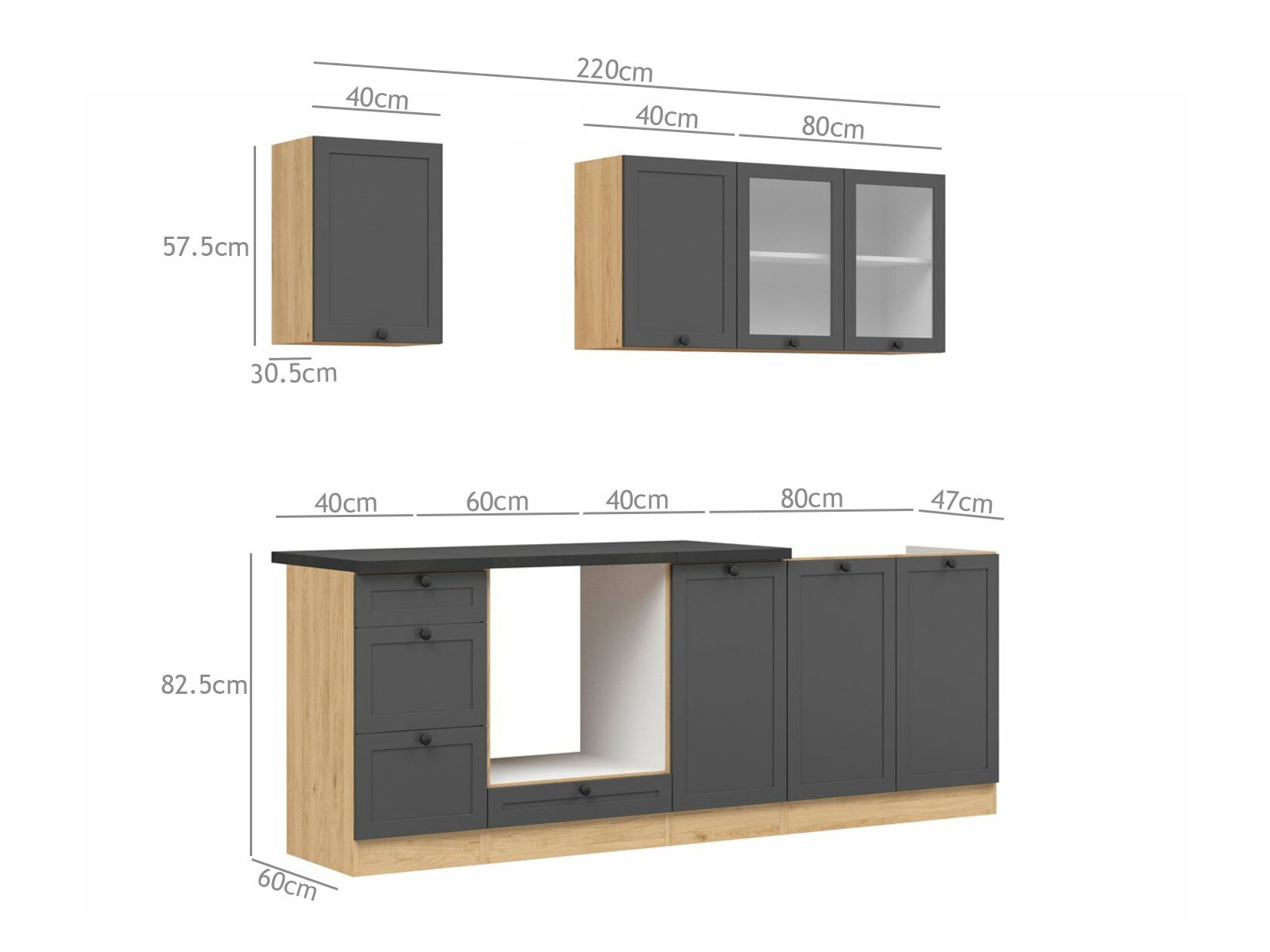 Set da cucina modulare Classic Grey Oak 117