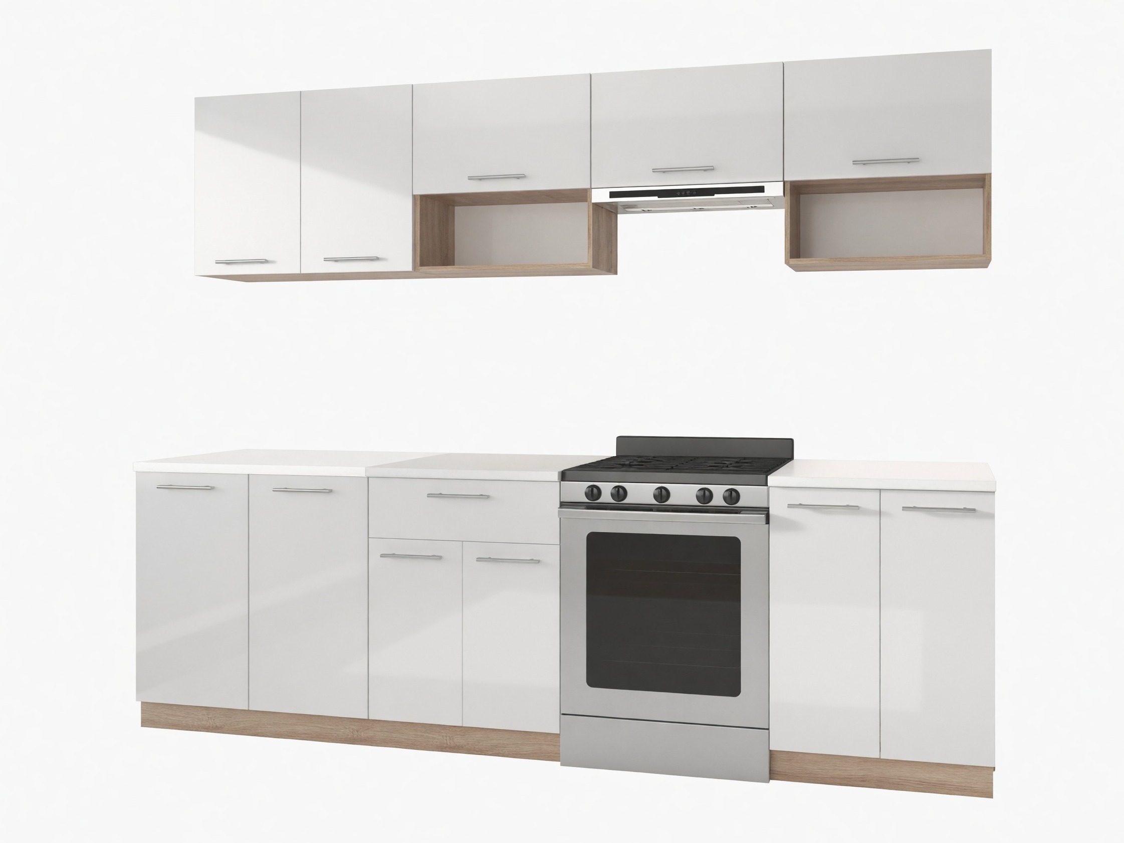 Composizione cucina Houston 858 (Bianco lucido + Sonoma quercia)