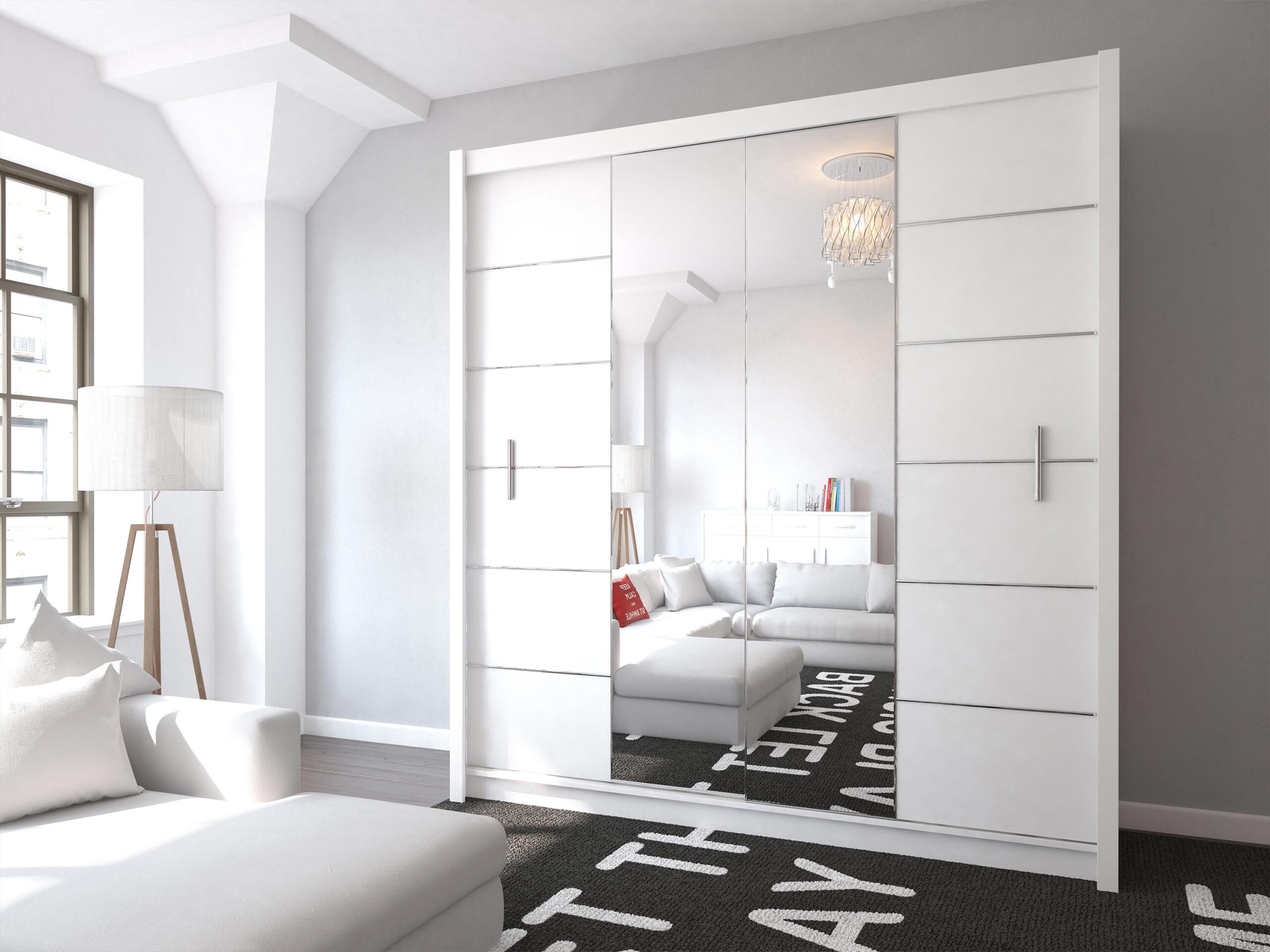 Armadio Honolulu 193 (Bianco + specchio)