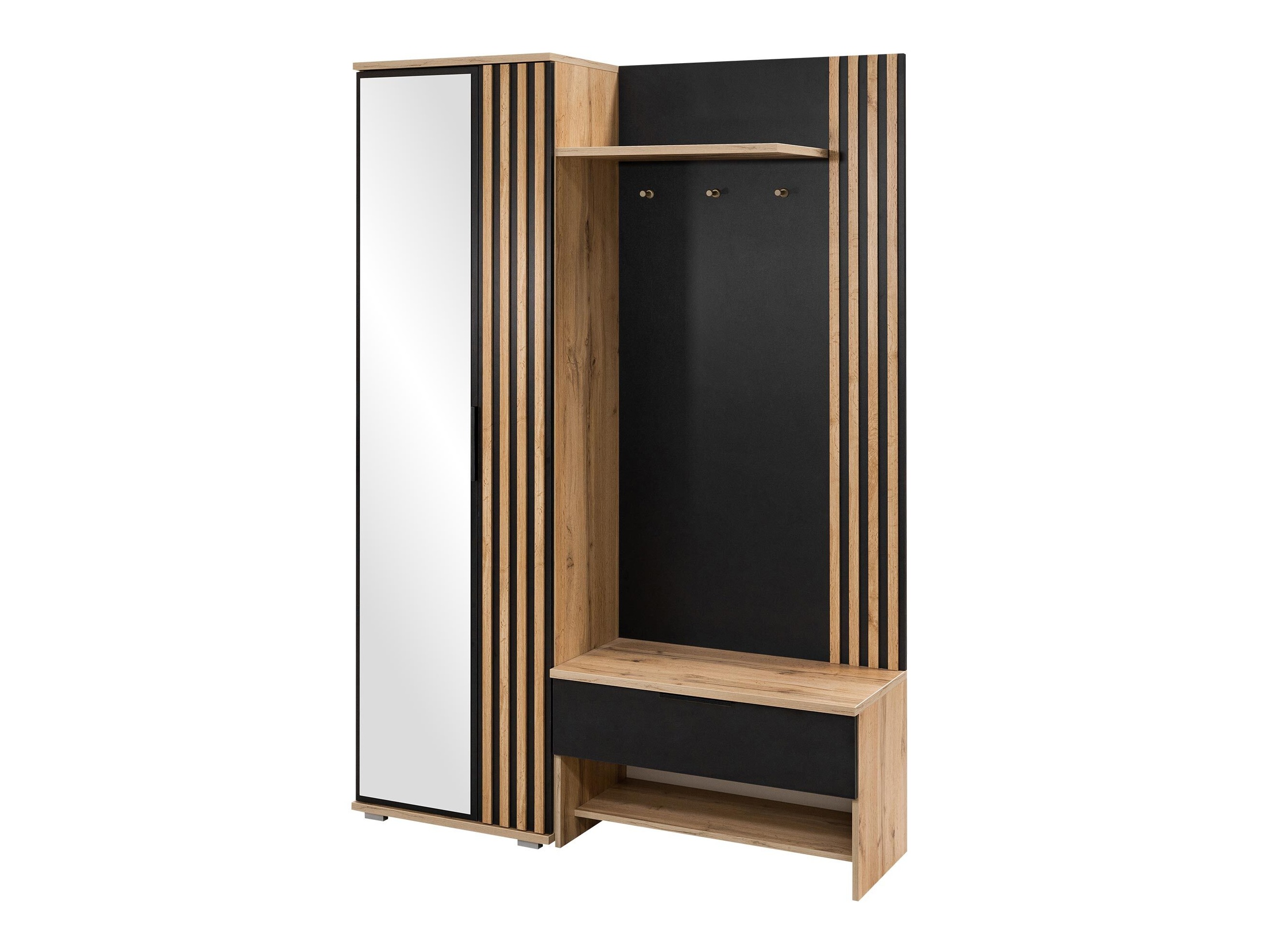 Set arredo da corridoio Honolulu 161 (Nero + Quercia di Wotan)