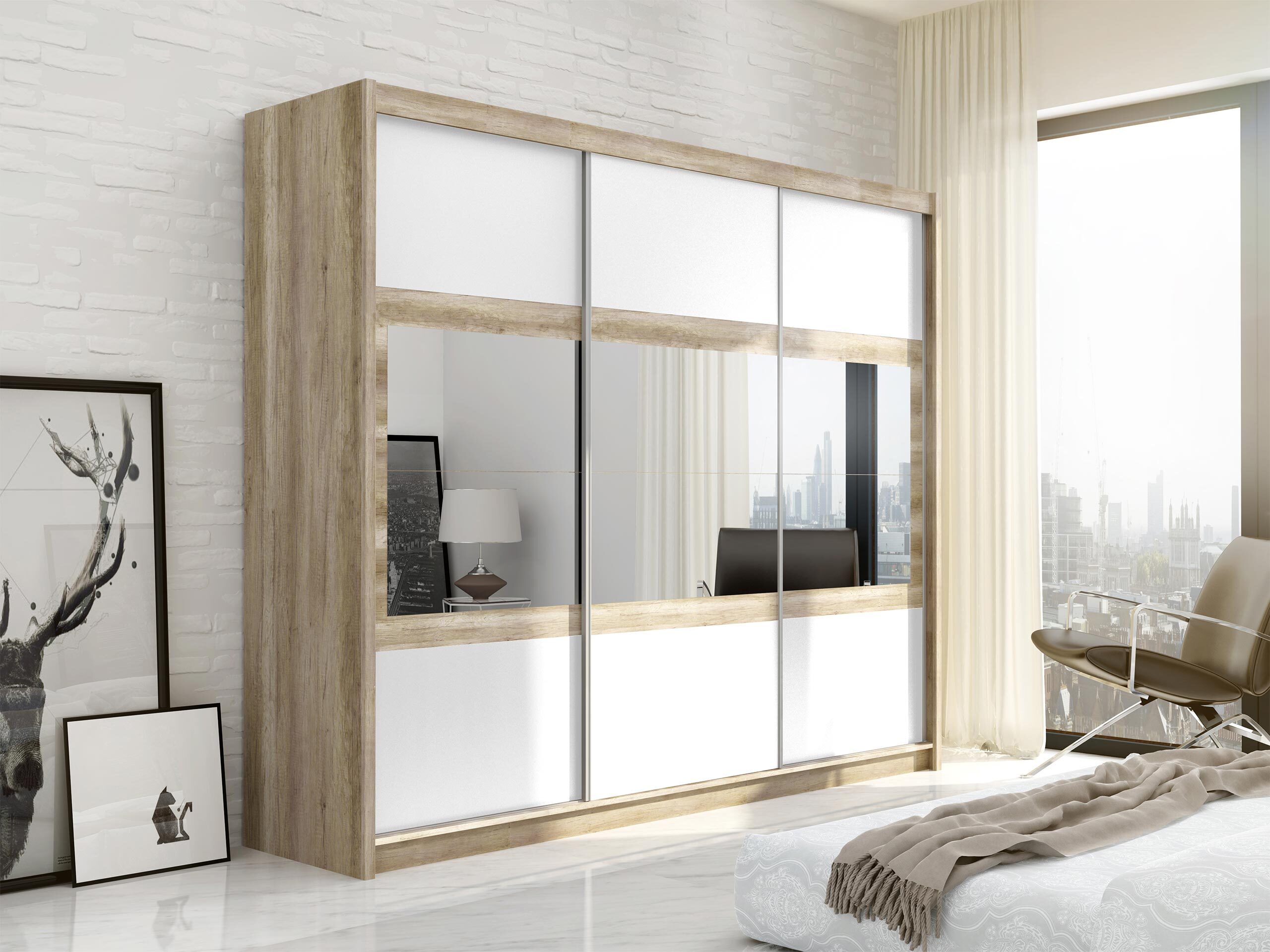 Armadio Honolulu 109 (Bianco + Canyon quercia)