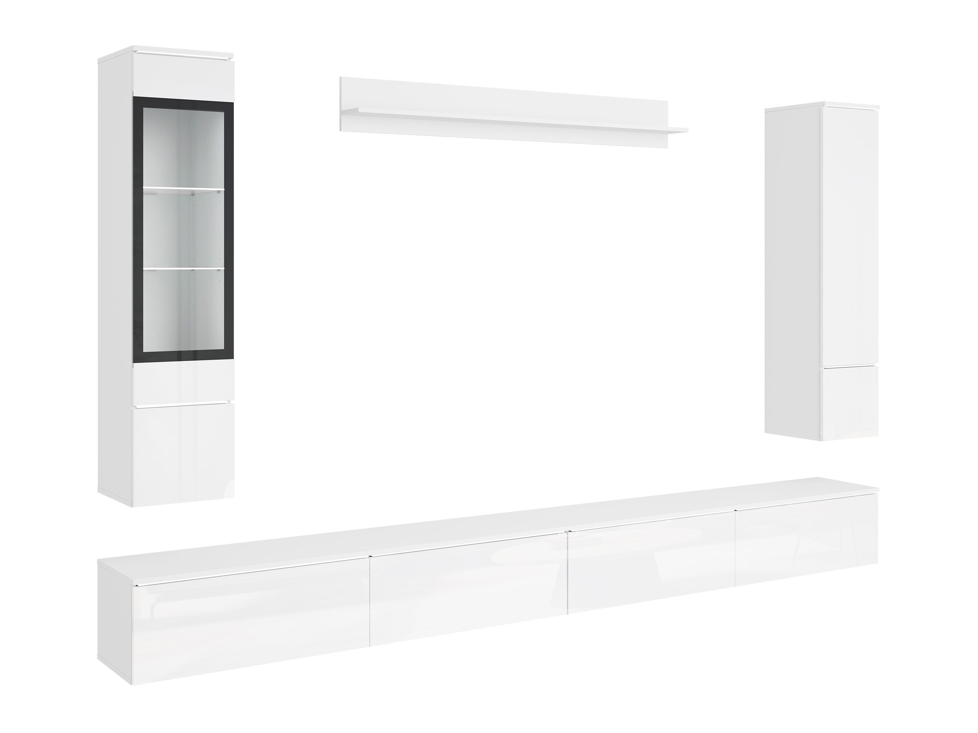 Parete attrezzata Mirfivo 110 (Bianco + Bianco lucido)