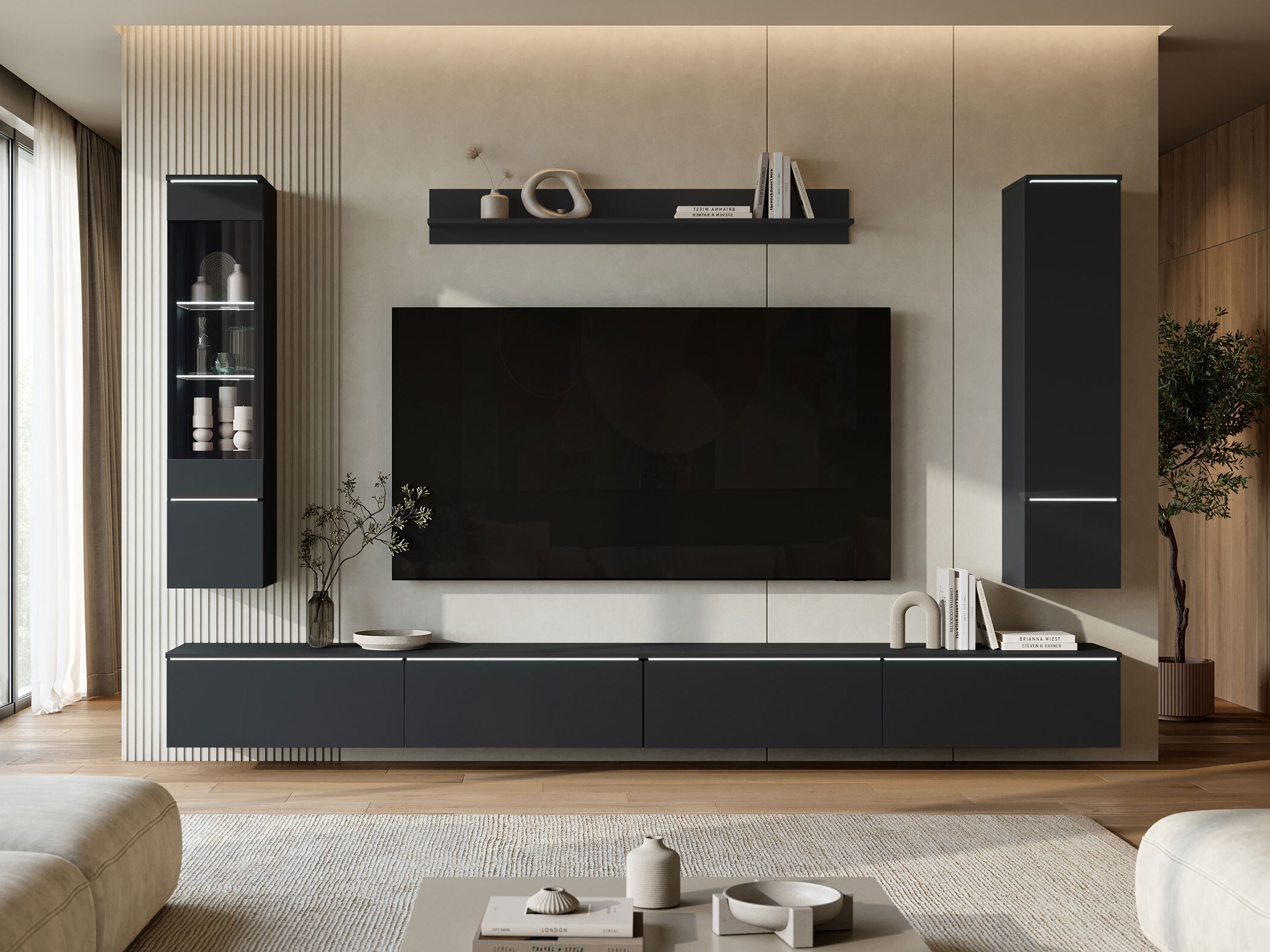 Parete attrezzata Mirfivo 110 (Nero)