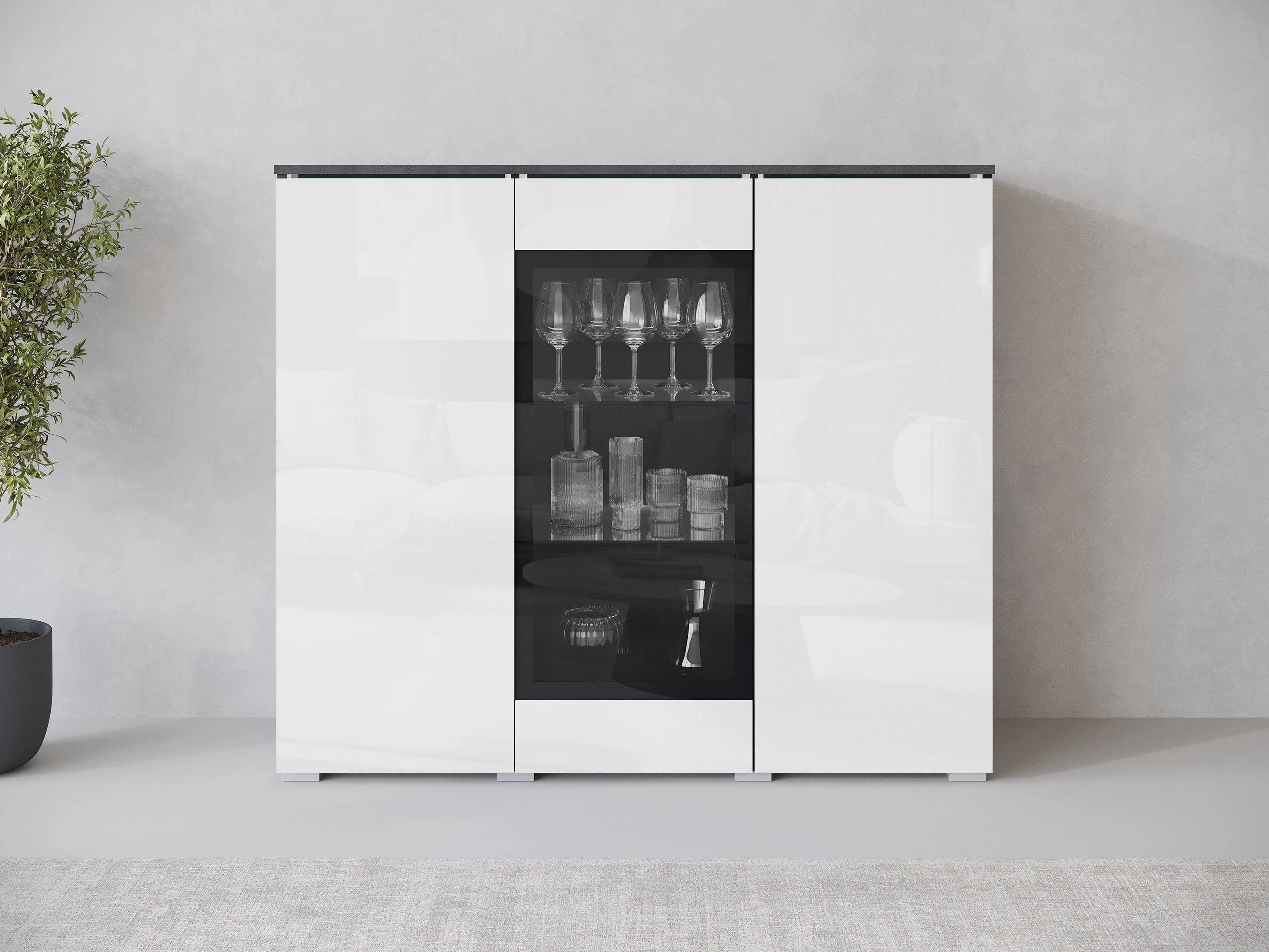Madia Mirfivo 103 (Matera grigio + Bianco lucido)