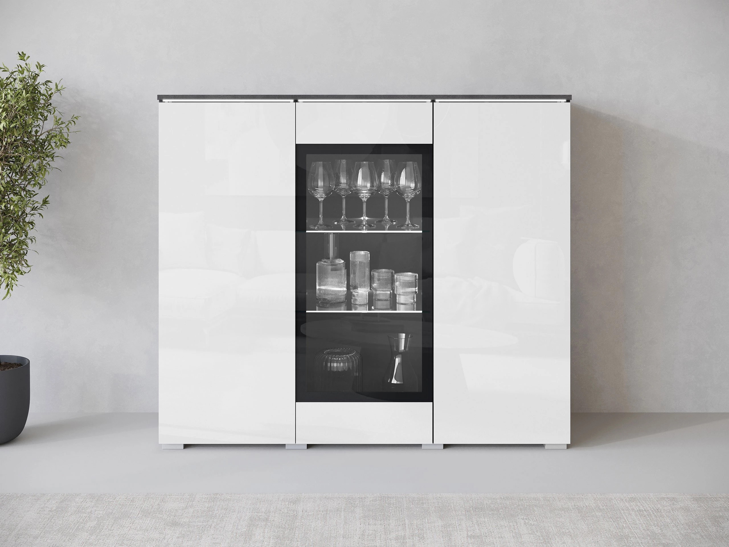 Madia Mirfivo 103 (Matera grigio + Bianco lucido)