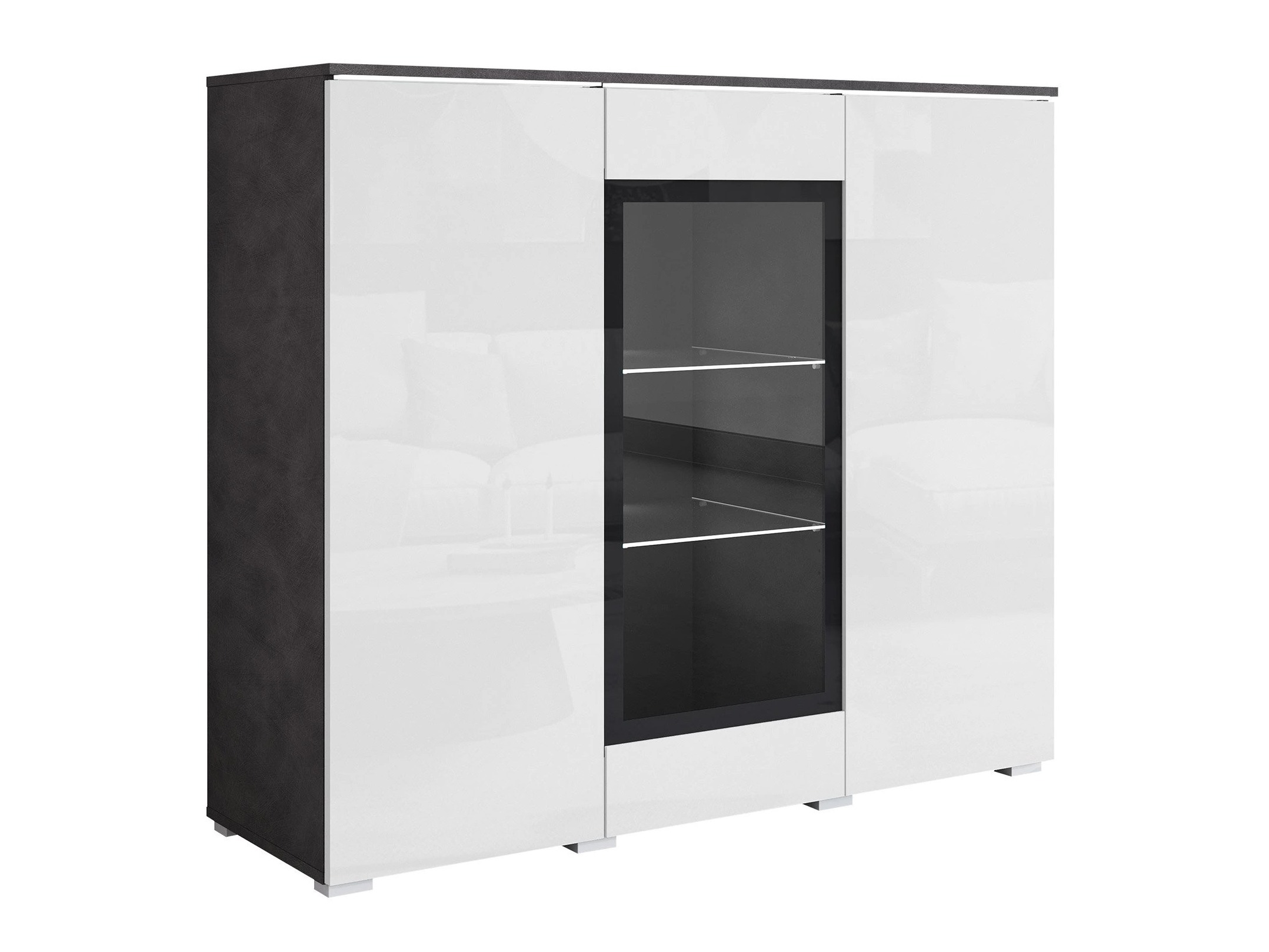Madia Mirfivo 103 (Matera grigio + Bianco lucido)