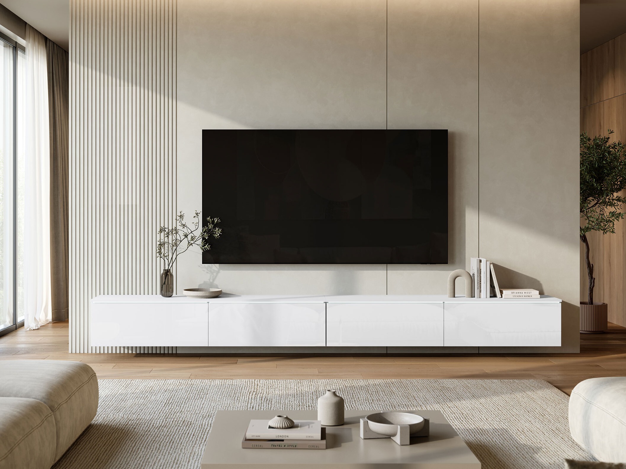 Mobile porta TV Sarasota 199 (Bianco + Bianco lucido)