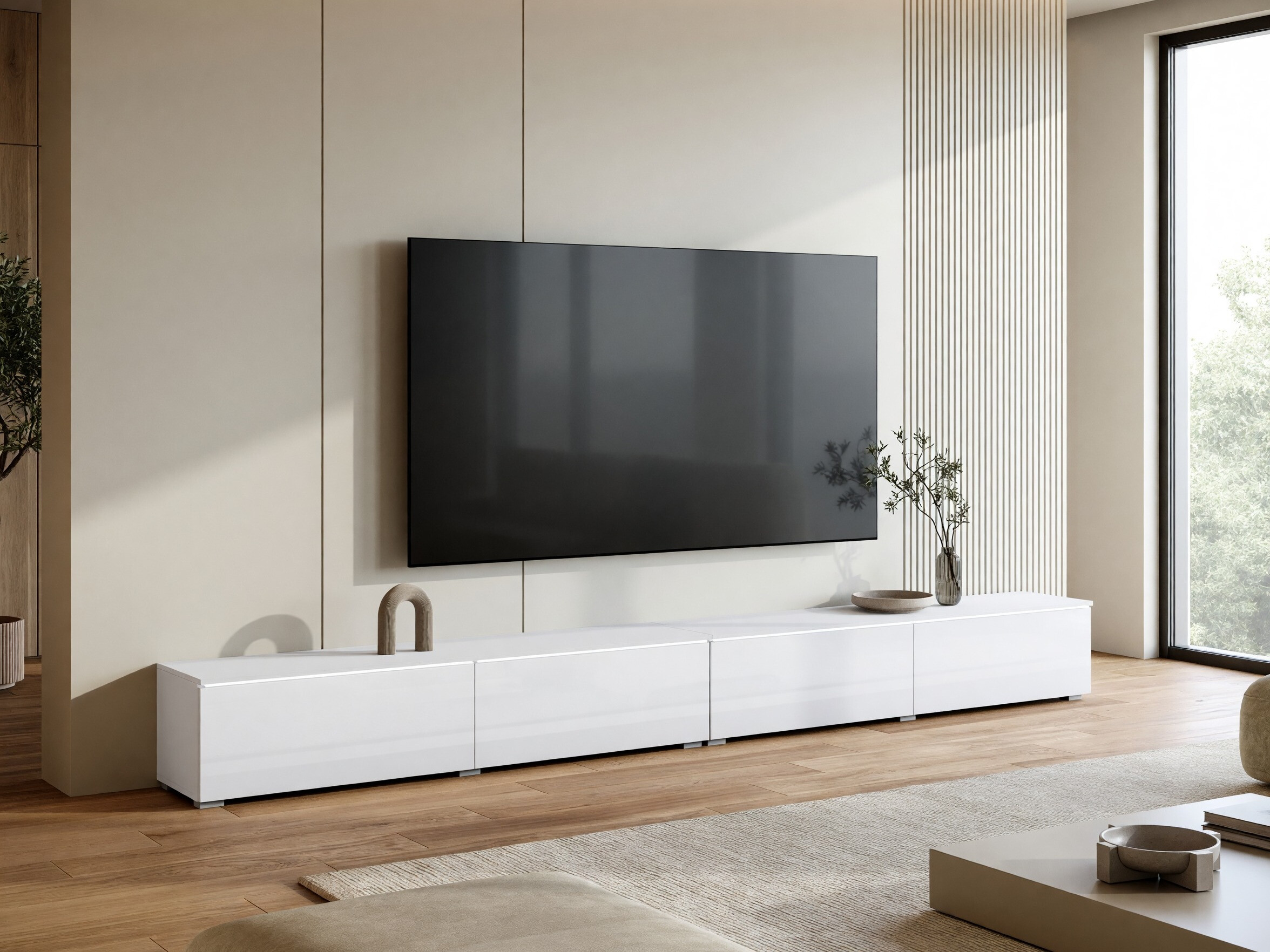 Mobile porta TV Sarasota 199 (Bianco + Bianco lucido)