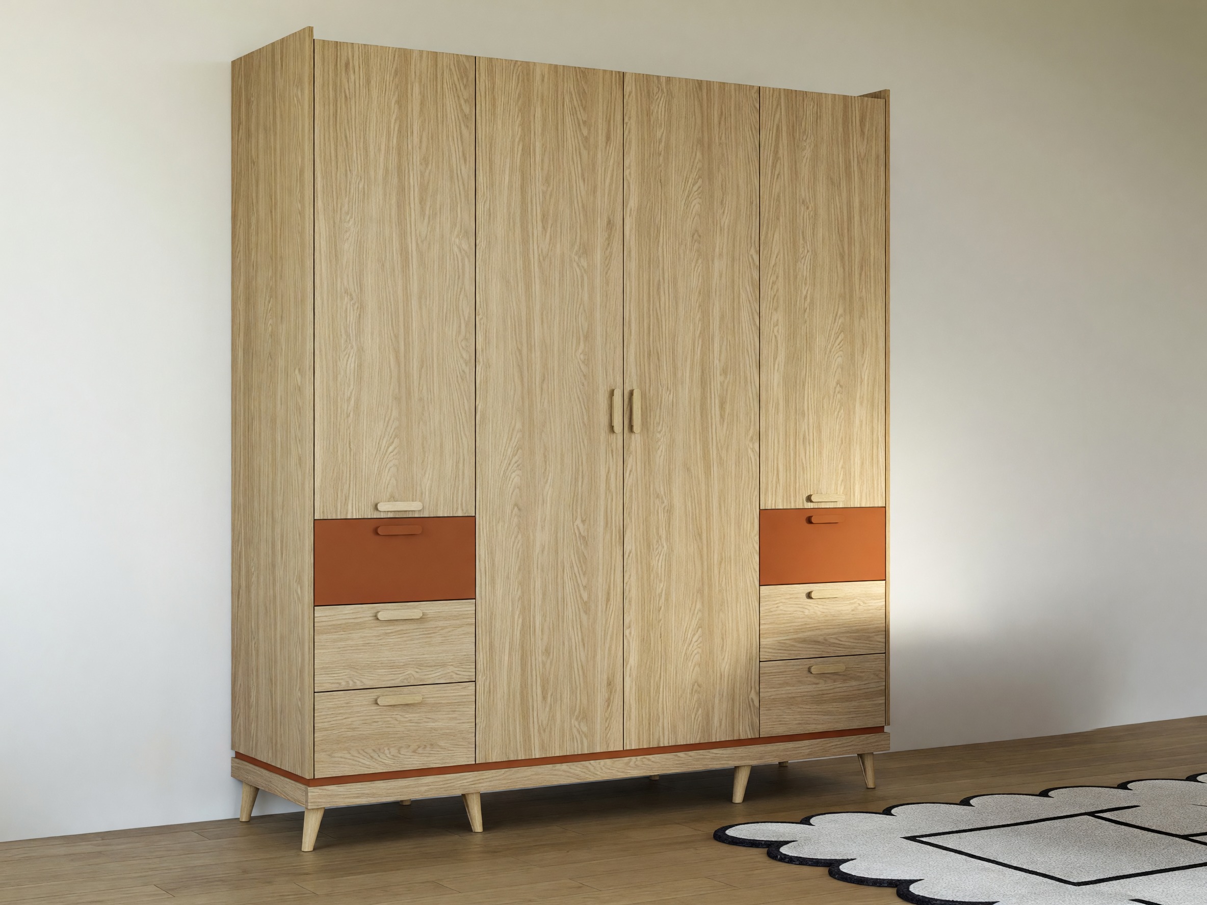 Armadio Fertalu 100 (Quercia + Arancione)