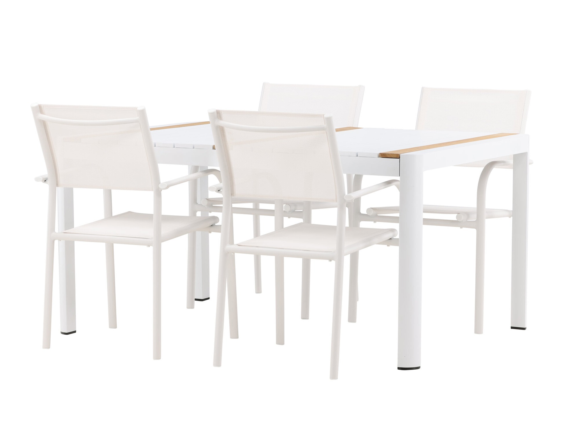 Tavolo e sedie set Dallas 5318 (Bianco + Teak)