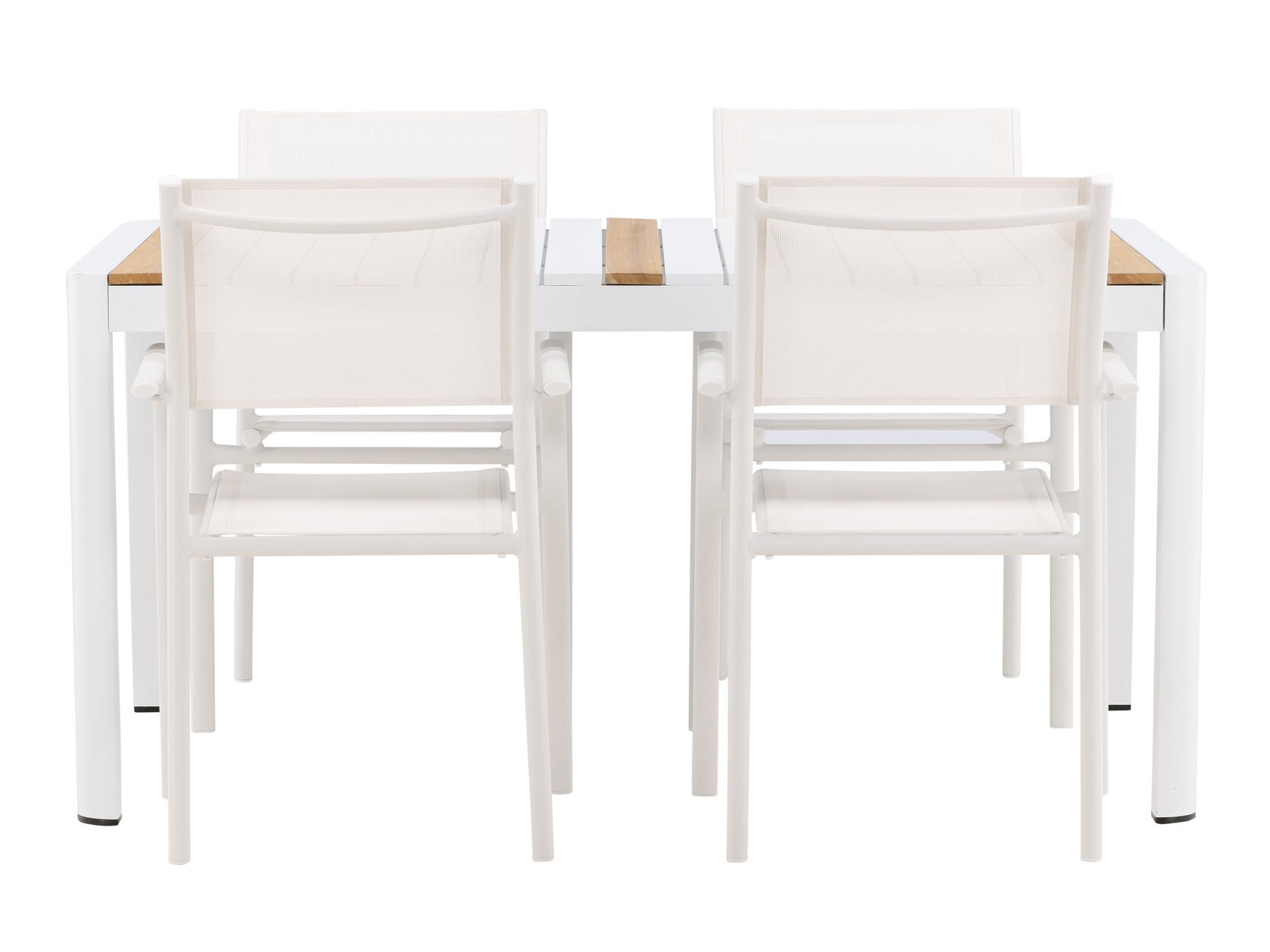 Tavolo e sedie set Dallas 5318 (Bianco + Teak)