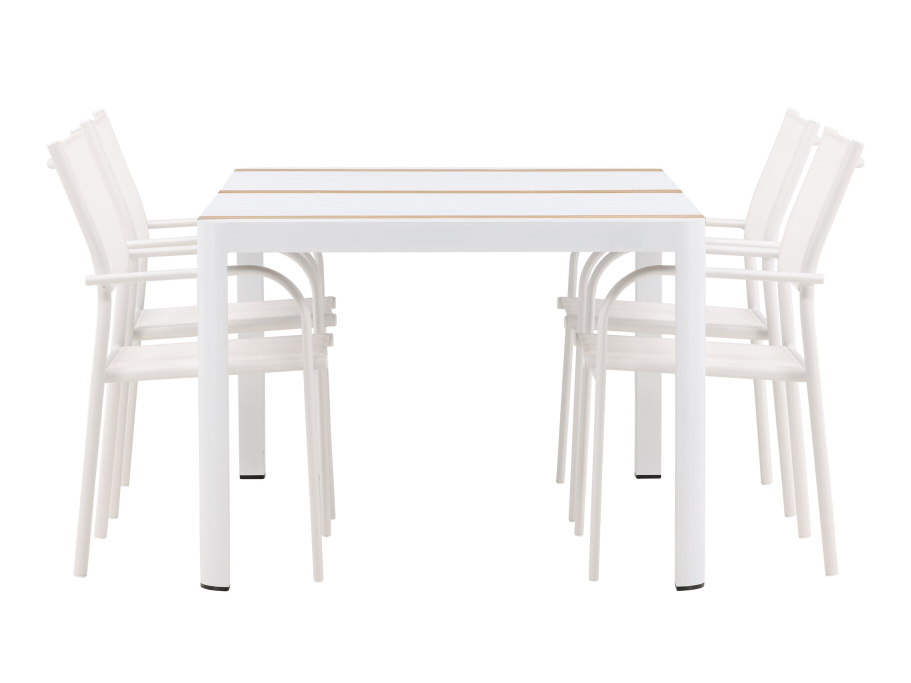 Tavolo e sedie set Dallas 5318 (Bianco + Teak)