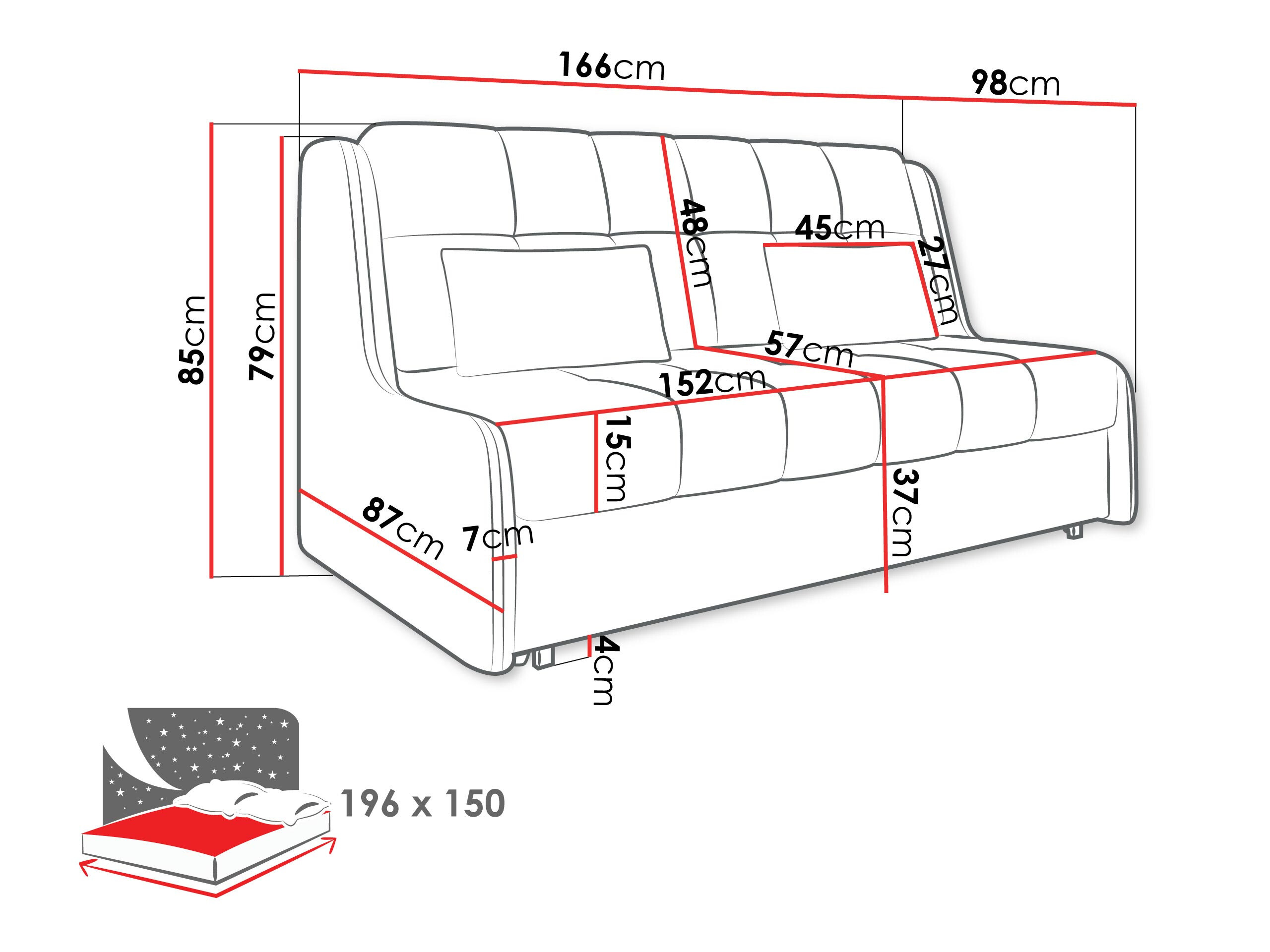 Divano letto Columbus 257 (Sereno 681)