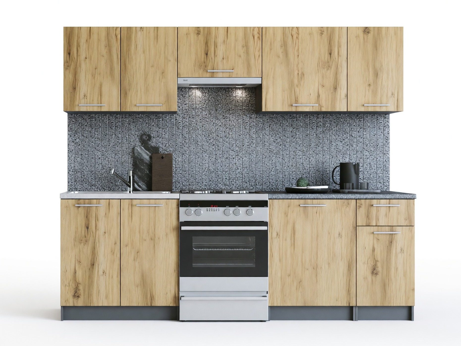 Composizione cucina Houston 856 (Quercia di Wotan + Antracite)