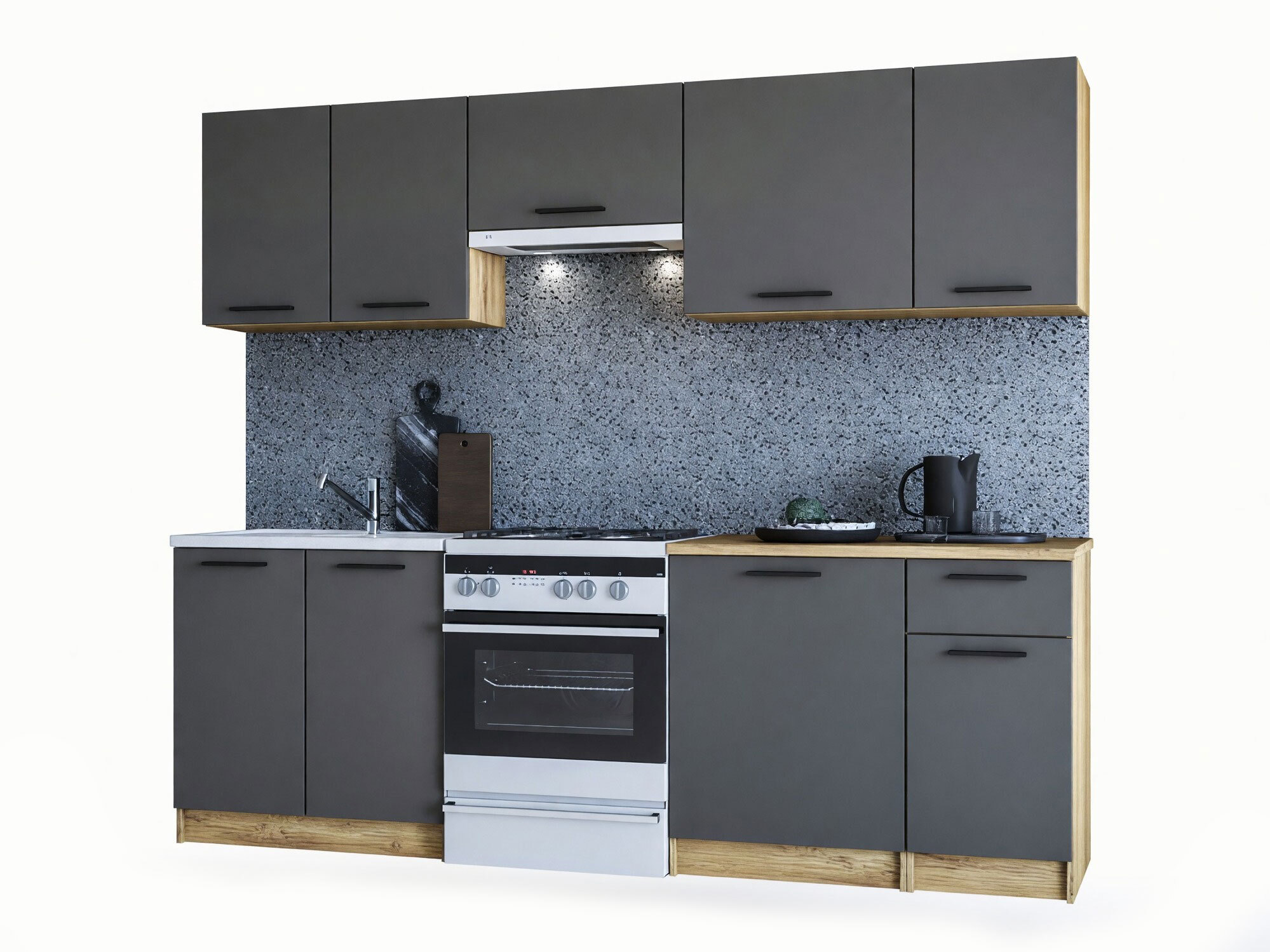 Composizione cucina Houston 856 (Antracite + Craft quercia)