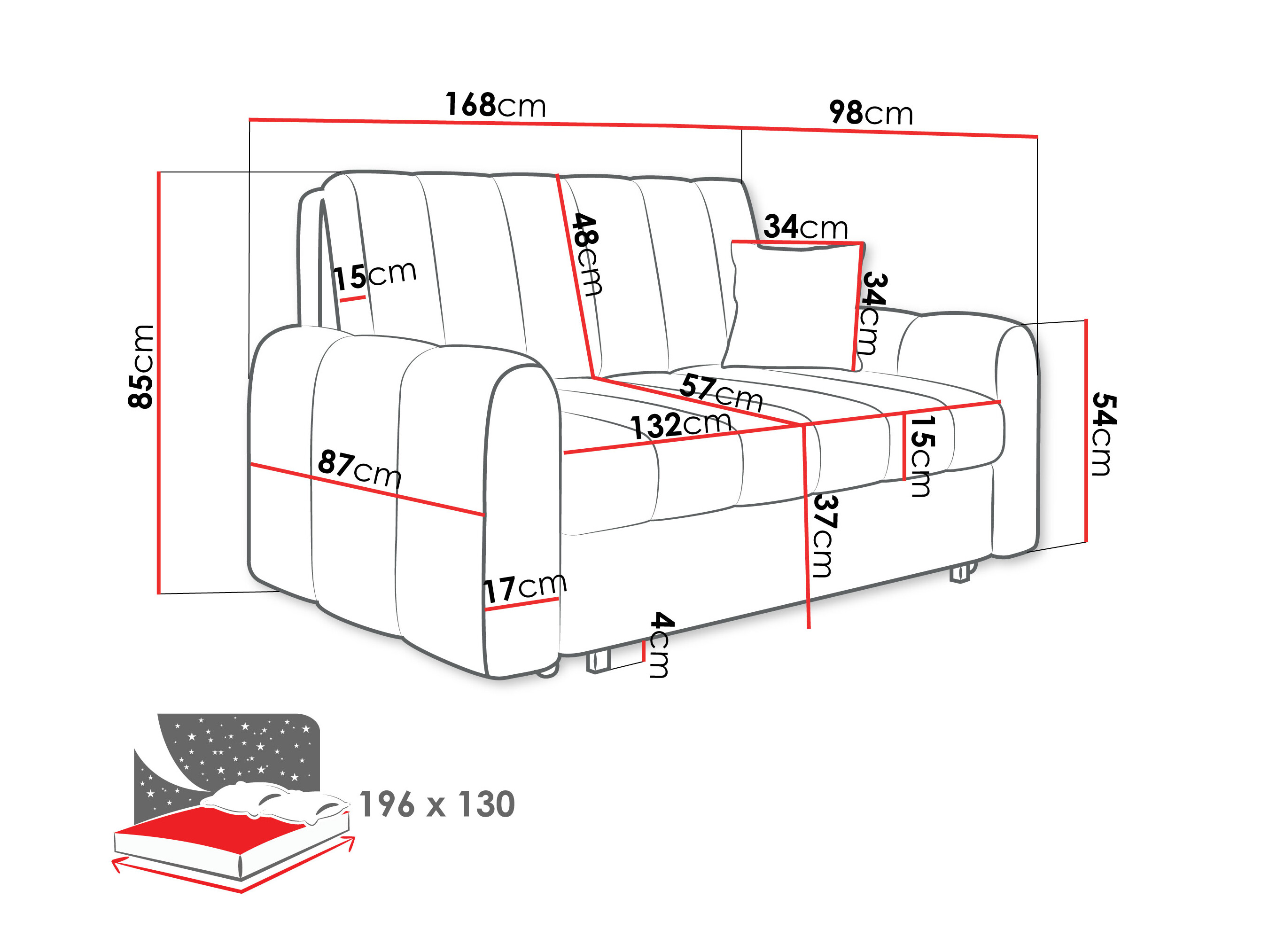 Divano letto Columbus 264 (Lumo 30)