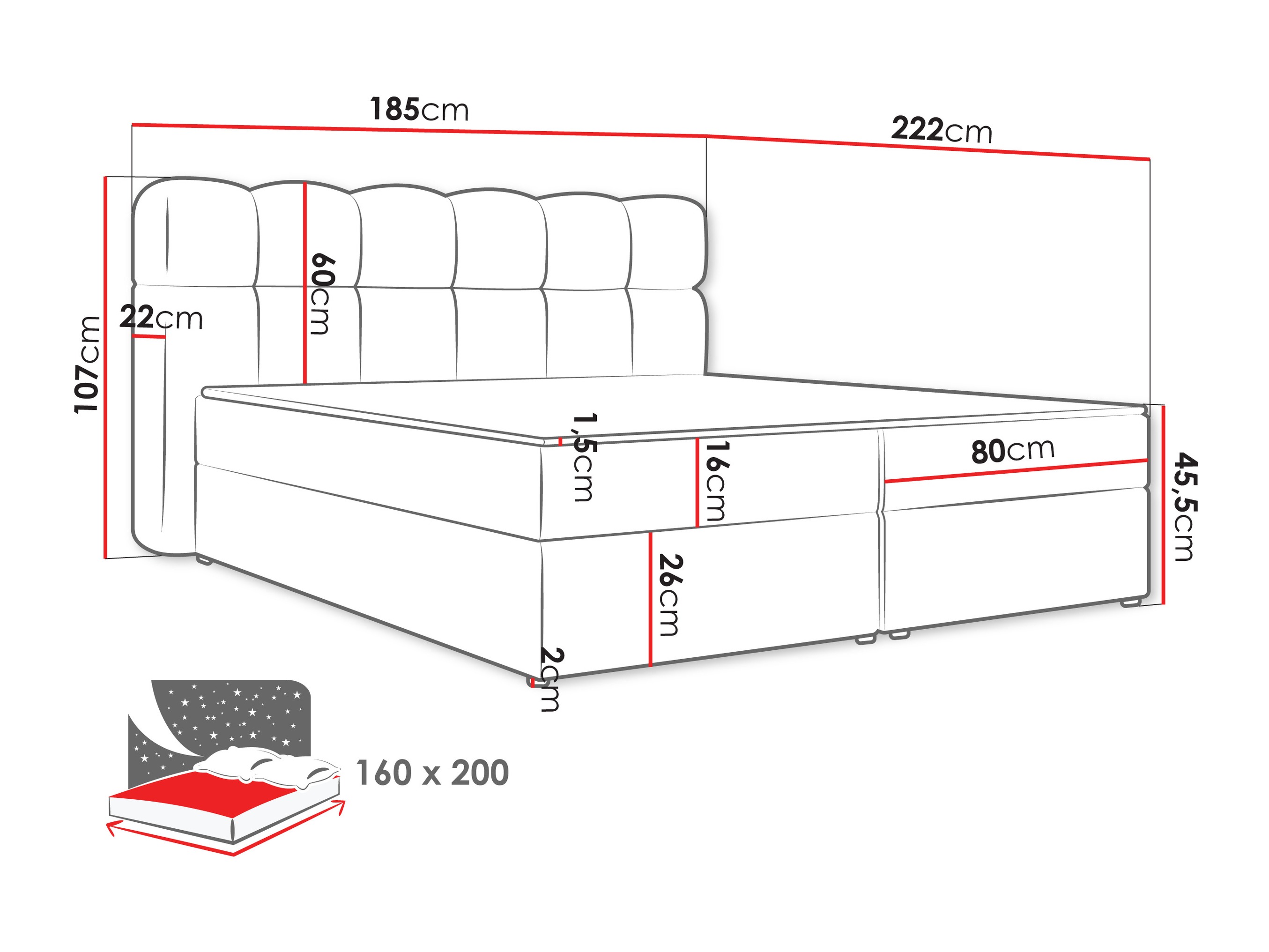 Letto continentale Stonecrest 113 (Lambi 04)