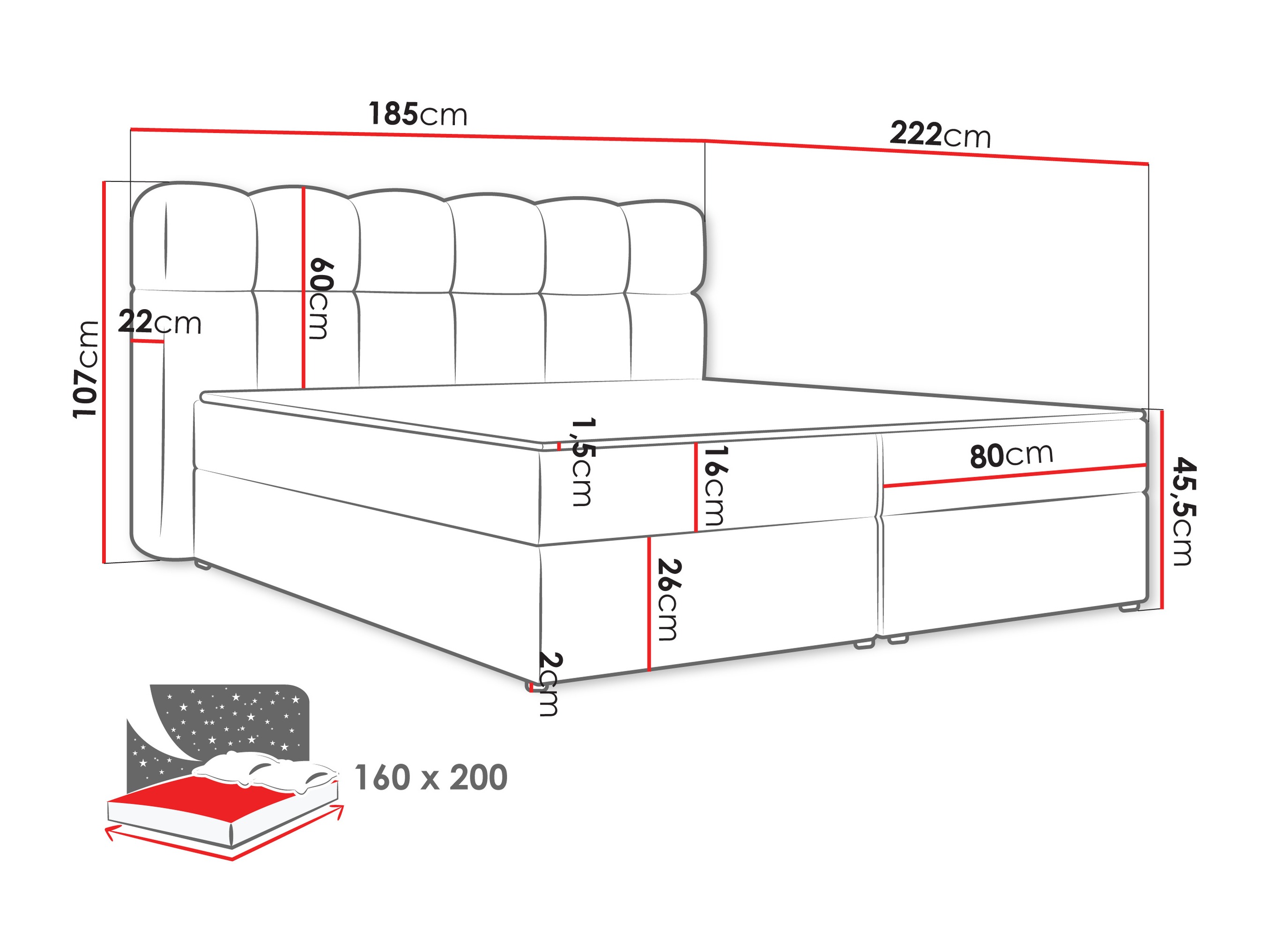 Letto continentale Stonecrest 113 (Lambi 06)